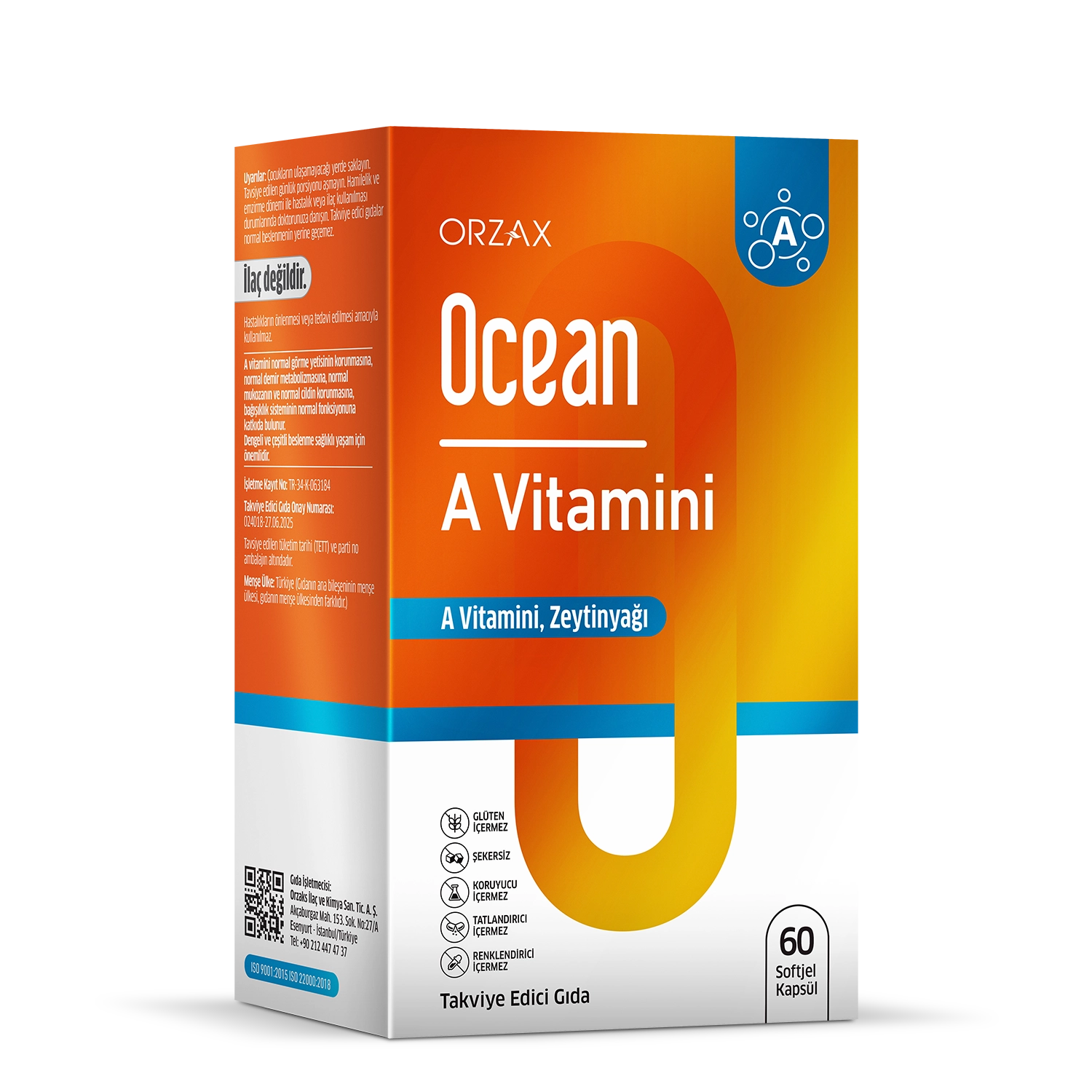 Orzax Ocean Vitamin A 1000 µg 60 Softgel Capsules – Immune & Eye Health Support