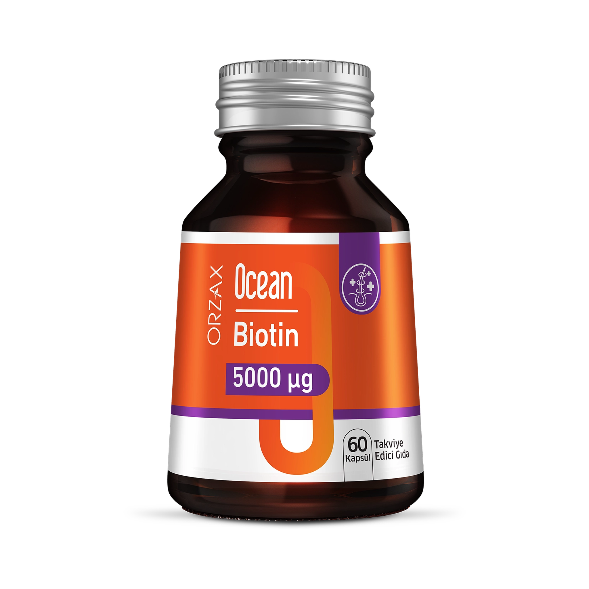 Orzax Ocean Biotin 5000mcg 60 Capsules - Hair Skin & Nails Support