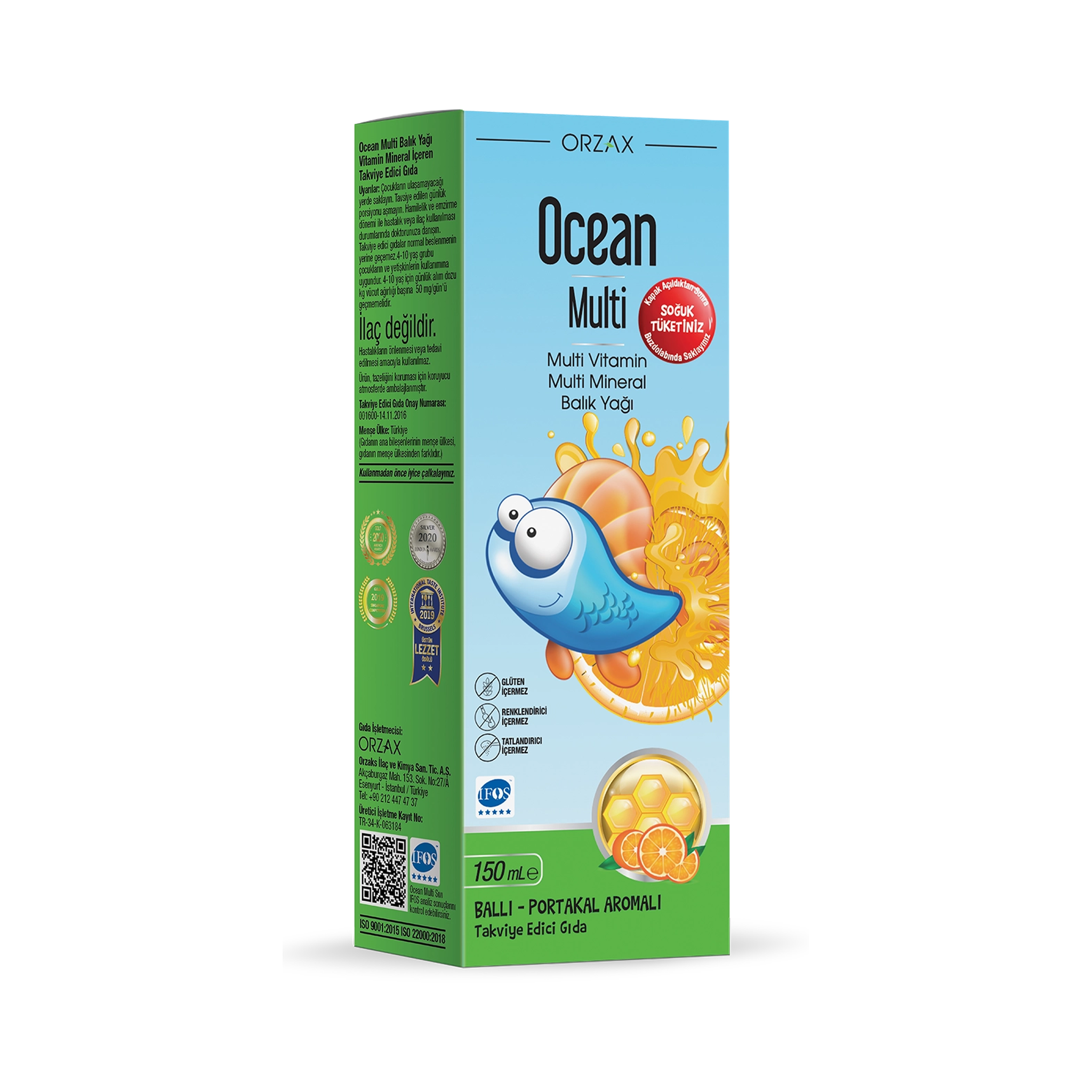Orzax Ocean Multi Liquid 150 ml Complete Daily Nutrition with Vitamins, Minerals & Fish Oil and Immune Support