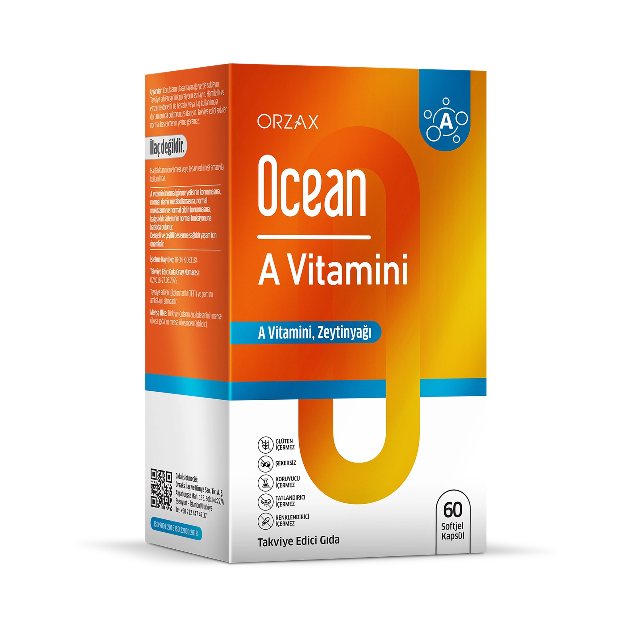 Orzax Ocean Vitamin A 1000 µg 60 Softgel Capsules – Immune & Eye Health Support
