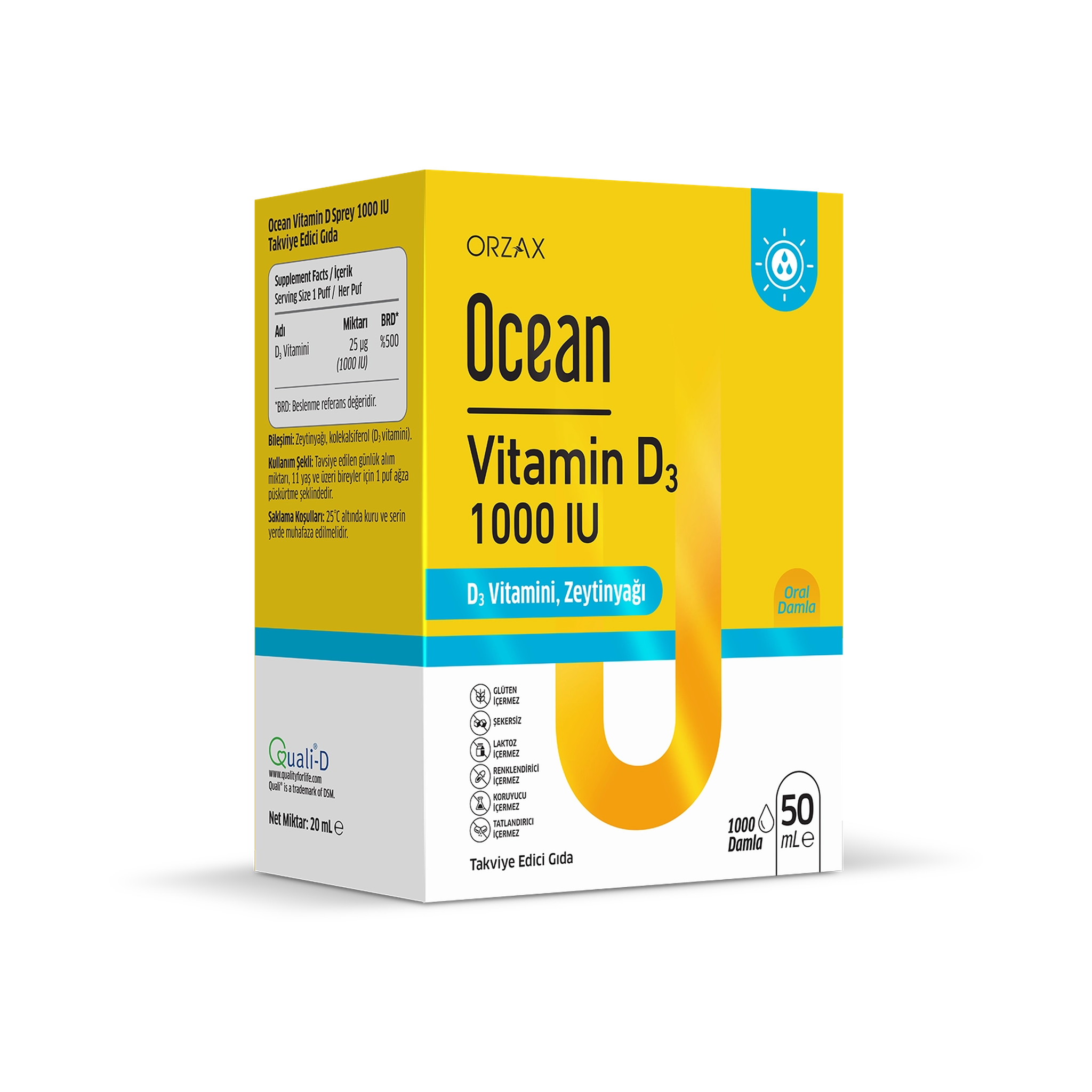 Orzax Ocean Vitamin D3 1000 IU Drops 20 ml - Bone & Immune Support