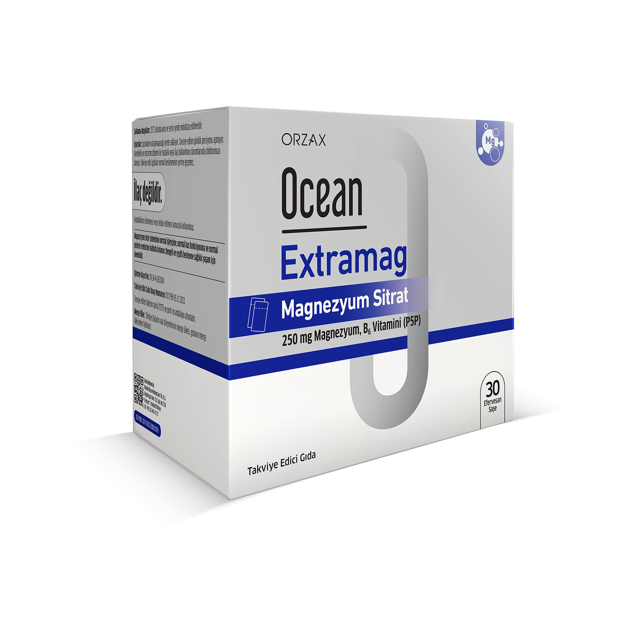 Orzax Ocean ExtraMag Magnesium Citrate 30 Effervescent Sachets - Bone & Muscle Support