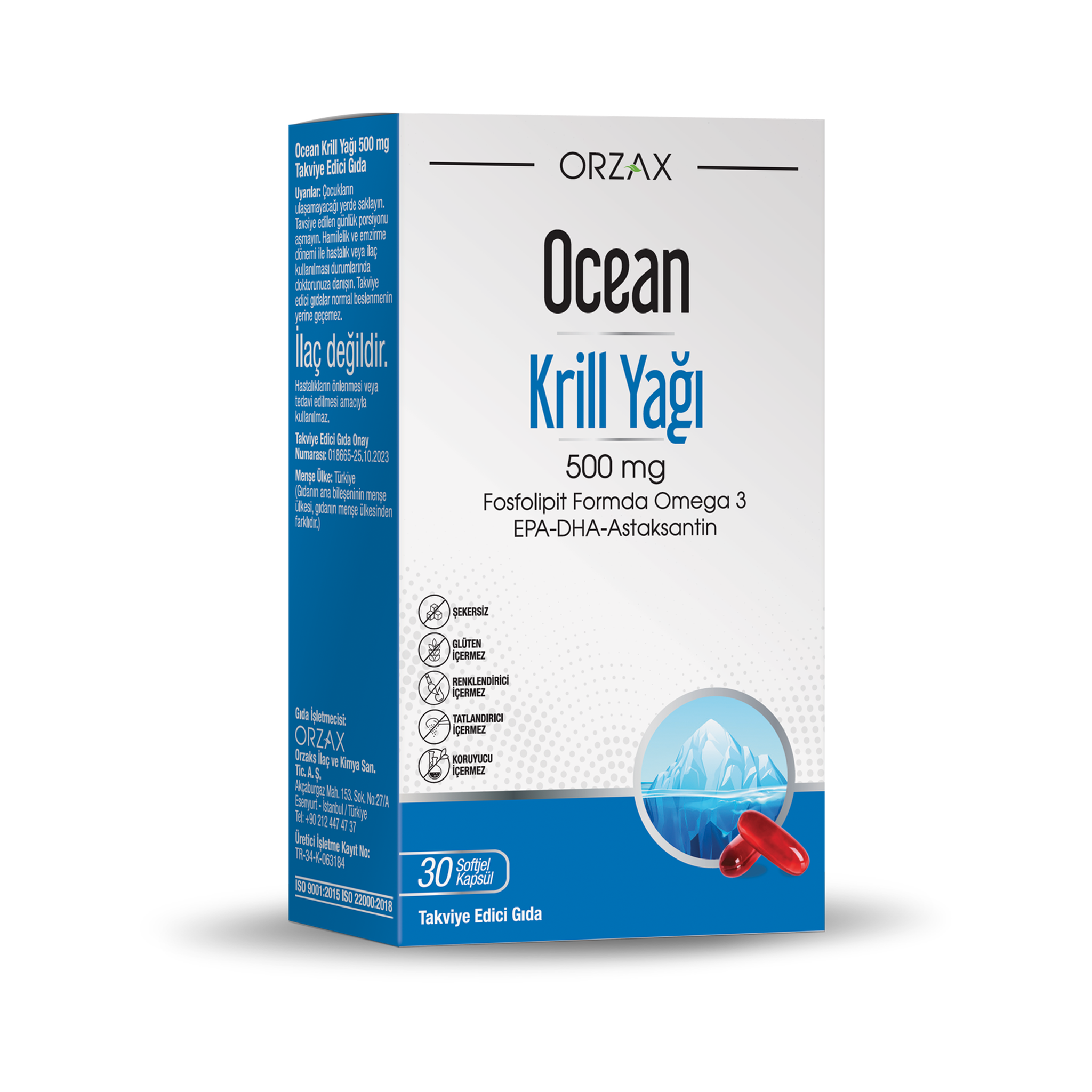 Orzax Ocean Krill Oil 500mg 30 Softgel Capsules - Heart & Brain Support