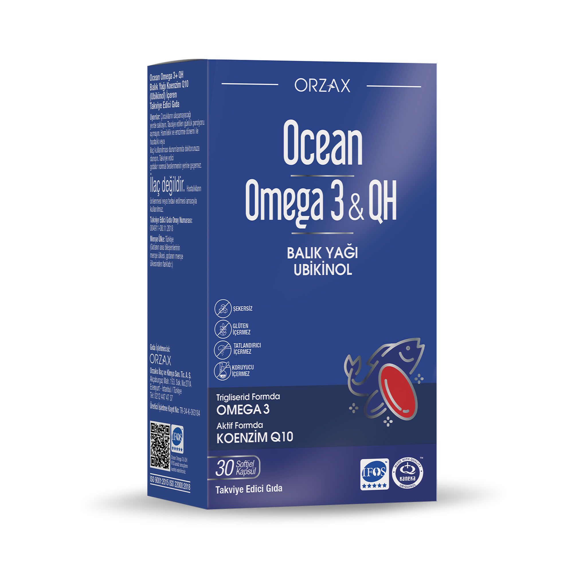 Orzax Ocean Omega 3 & QH 30 Softgel Capsules - Heart Health & Coenzyme Q10 Support