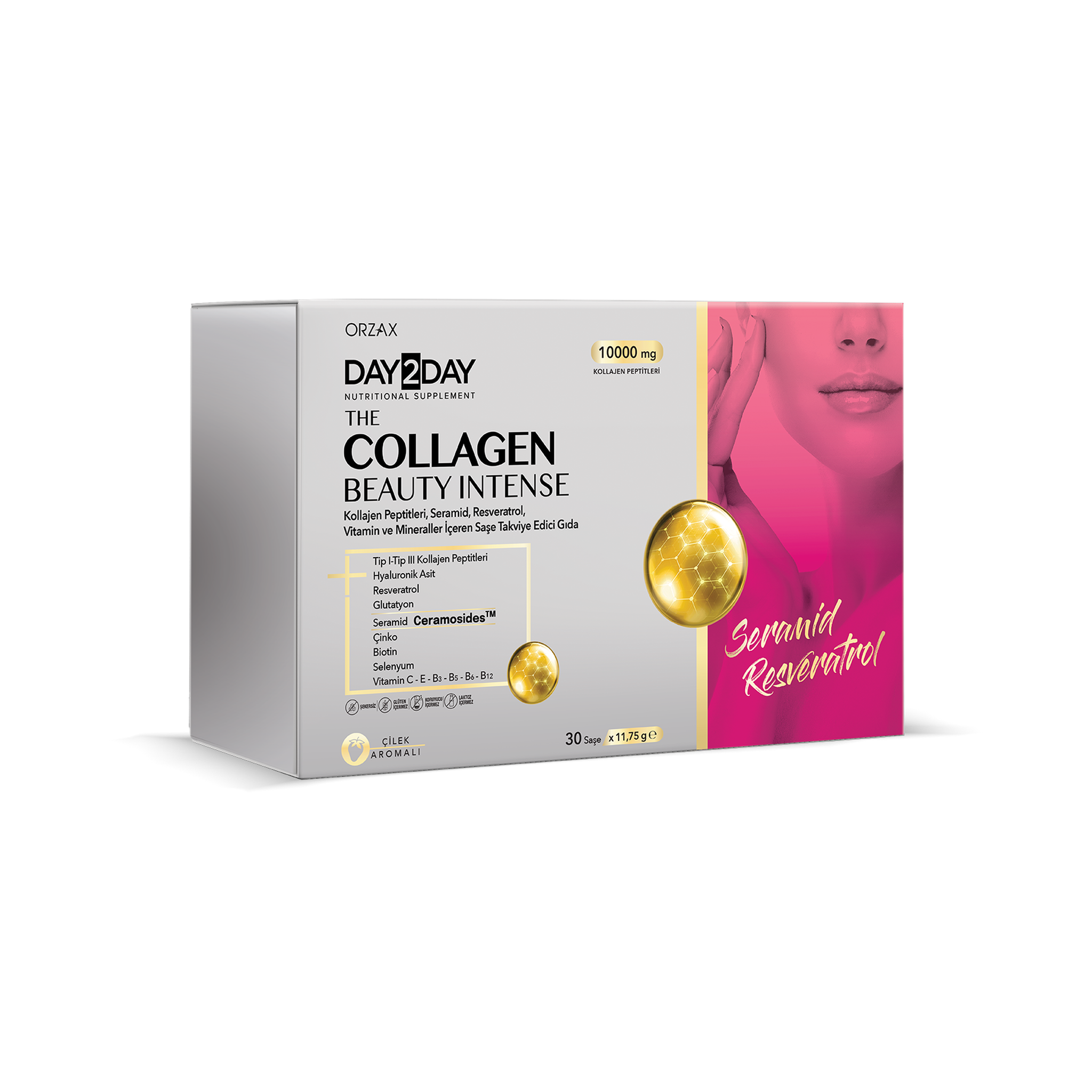 Day2Day The Collagen Beauty Intense Seramid 30 Sachets x 11.75g - Strawberry Flavored