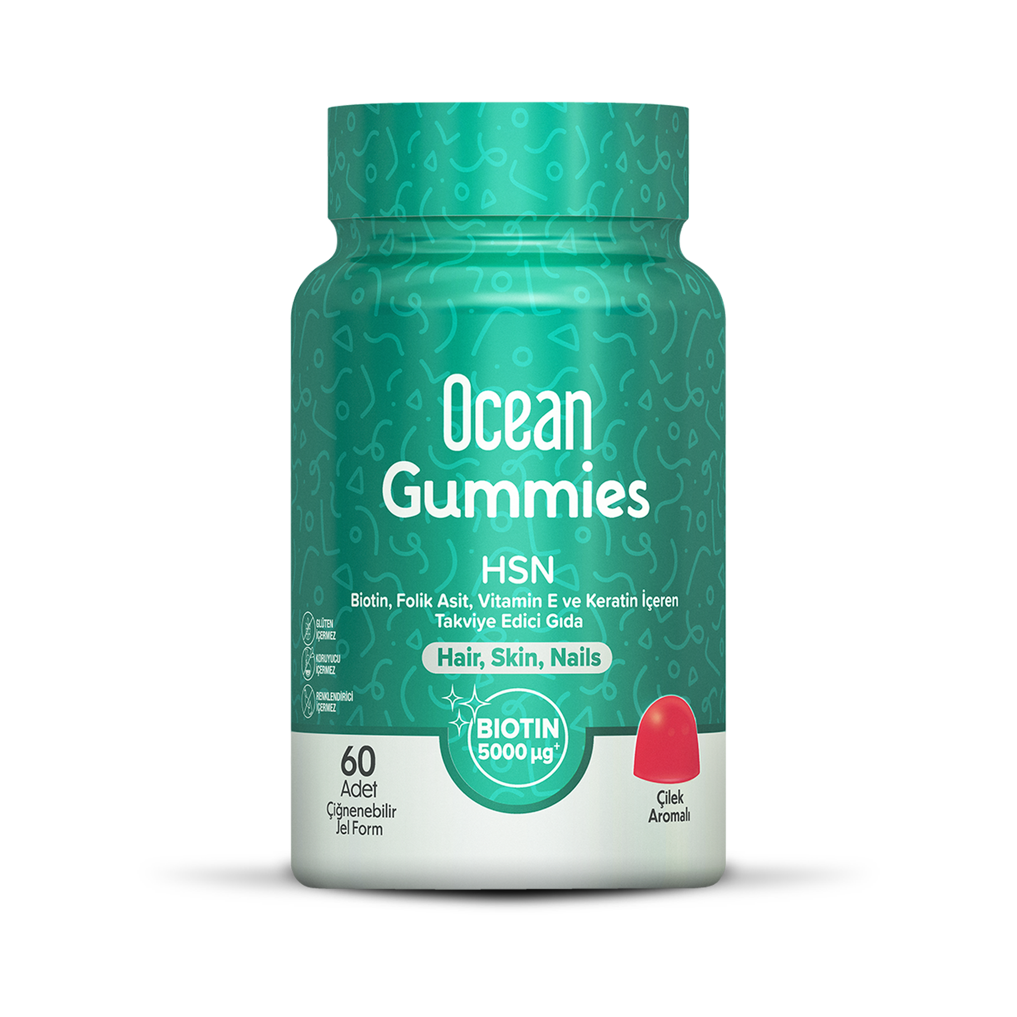 Orzax Ocean Gummies HSN 60 Chewable Gummies – Biotin, Keratin, Folic Acid & Vitamins for Hair, Skin & Nails