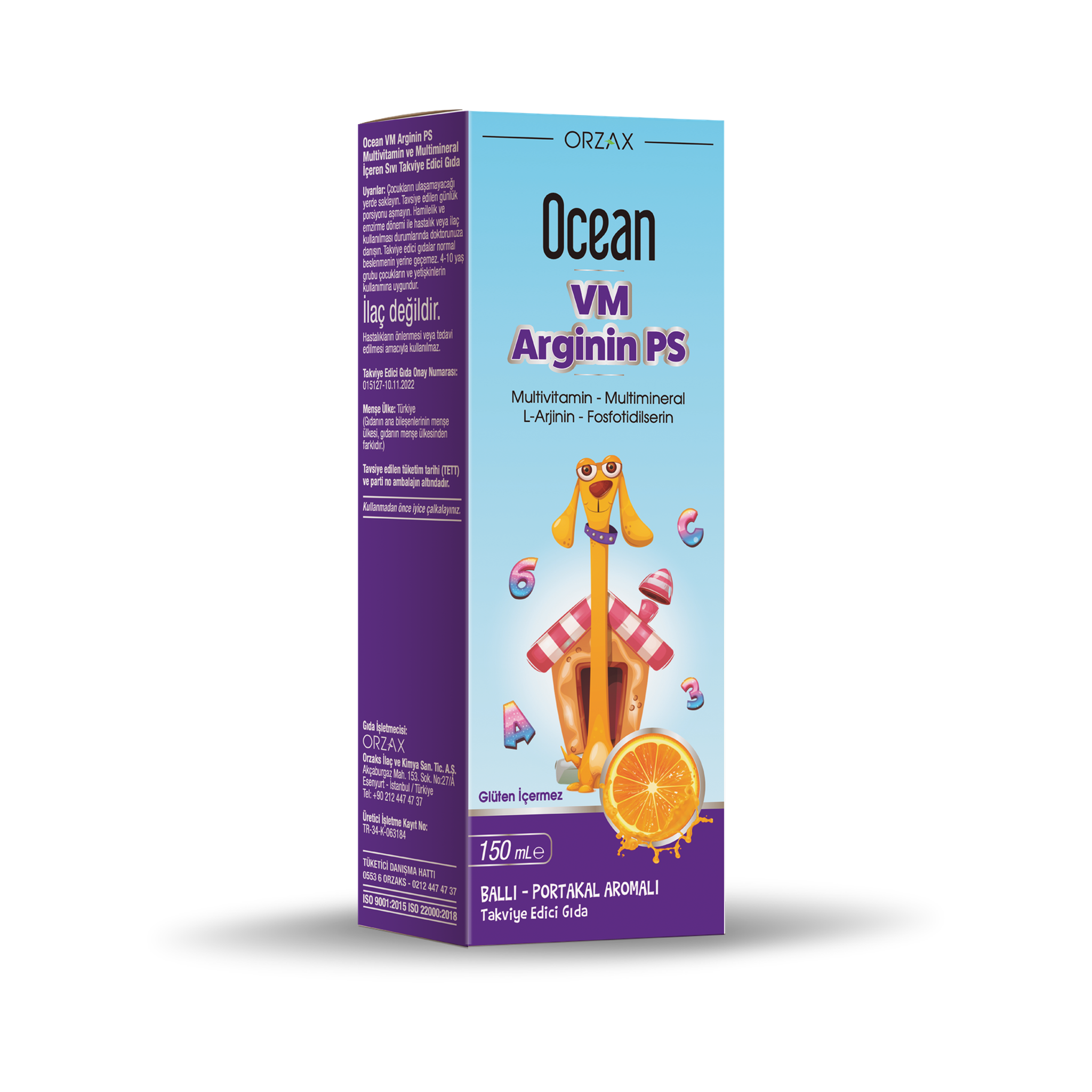 Orzax Ocean VM Arginine PS Liquid 150 mL – Multivitamin, Multimineral, L-Arginine & Phosphatidylserine-Immune Support