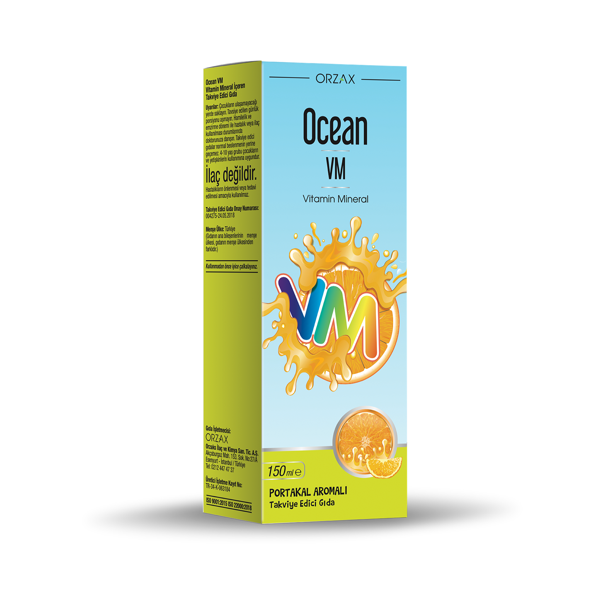 Orzax Ocean VM Vitamin-Mineral Liquid 150 mL – Multivitamin & Multimineral Supplement for Children -Immune Support