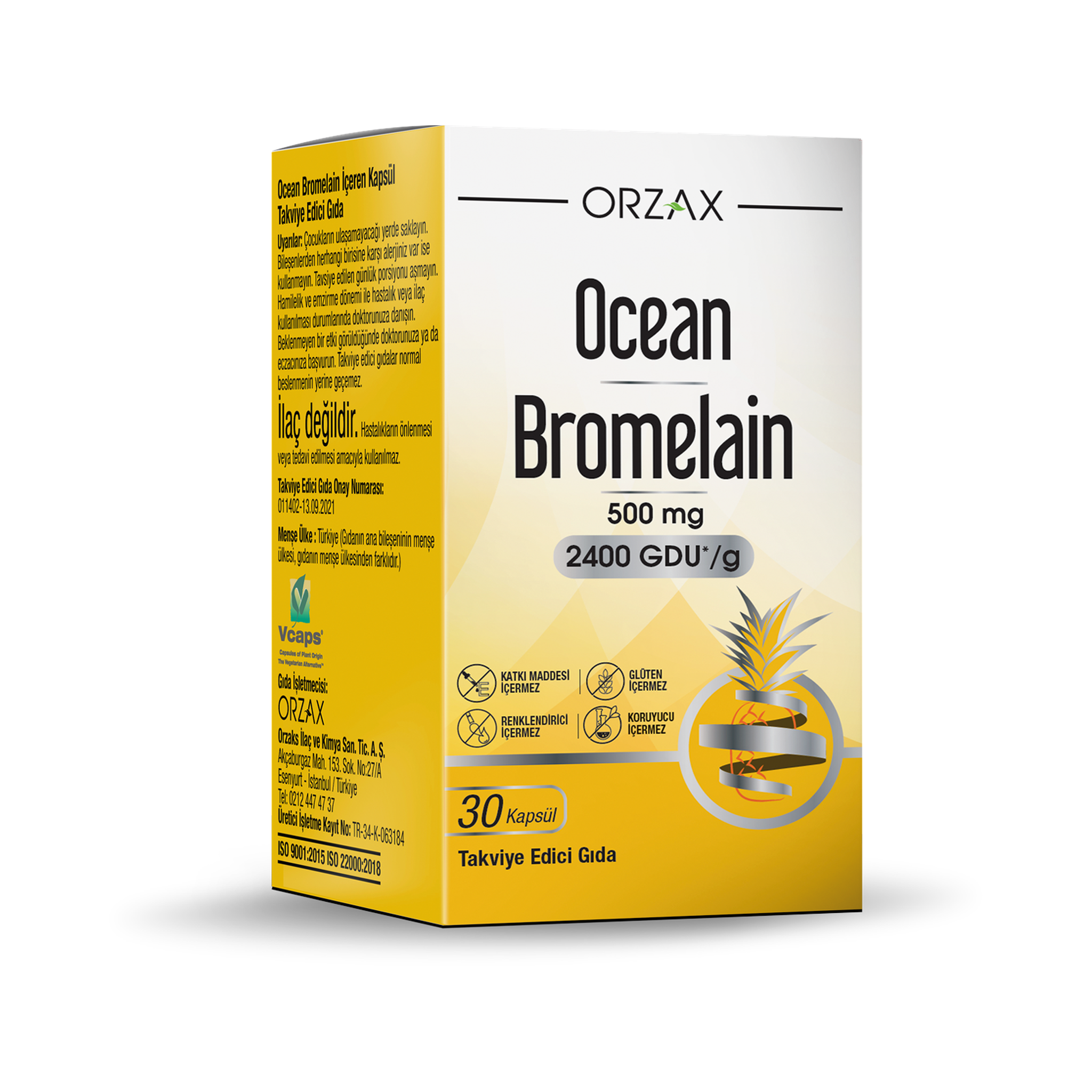 Orzax Ocean Bromelain 500 mg 30 Capsules - High Enzyme Activity Support