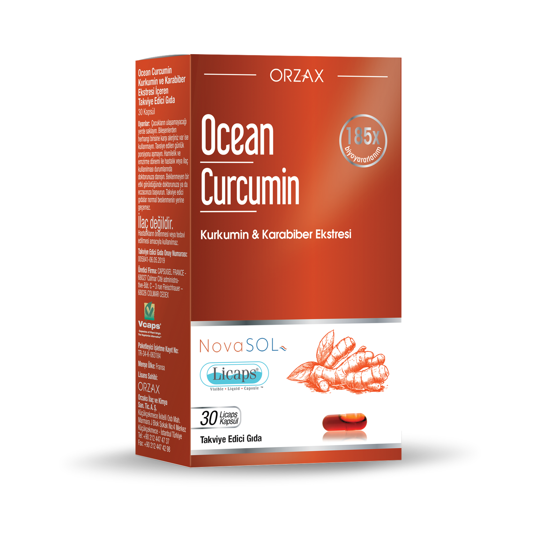 Orzax Ocean Curcumin Licaps 30 Capsules - Curcumin & Black Pepper Extract