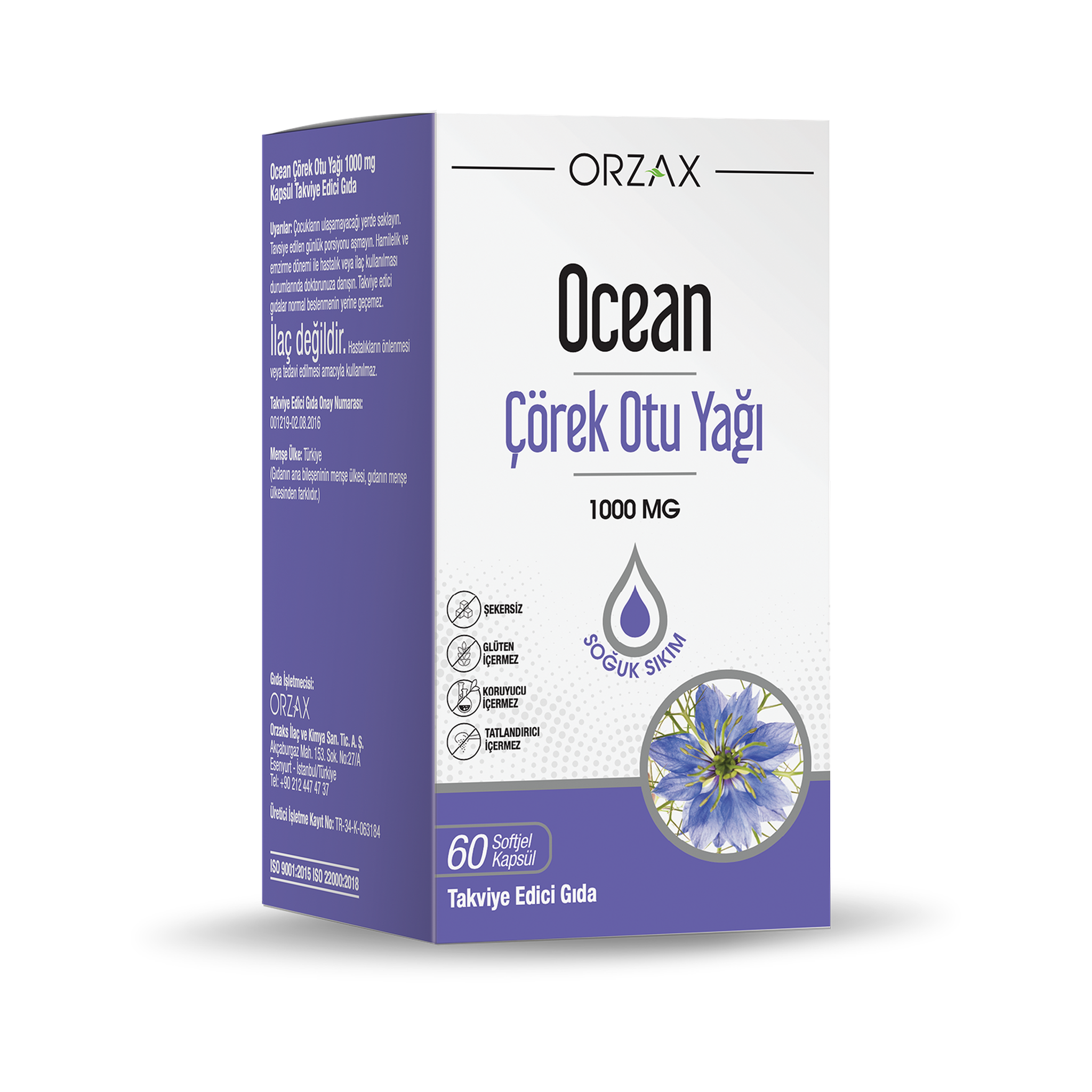 Orzax Ocean Black Seed Oil 1000 mg 60 Softgels - Cold Pressed Black Seed Oil