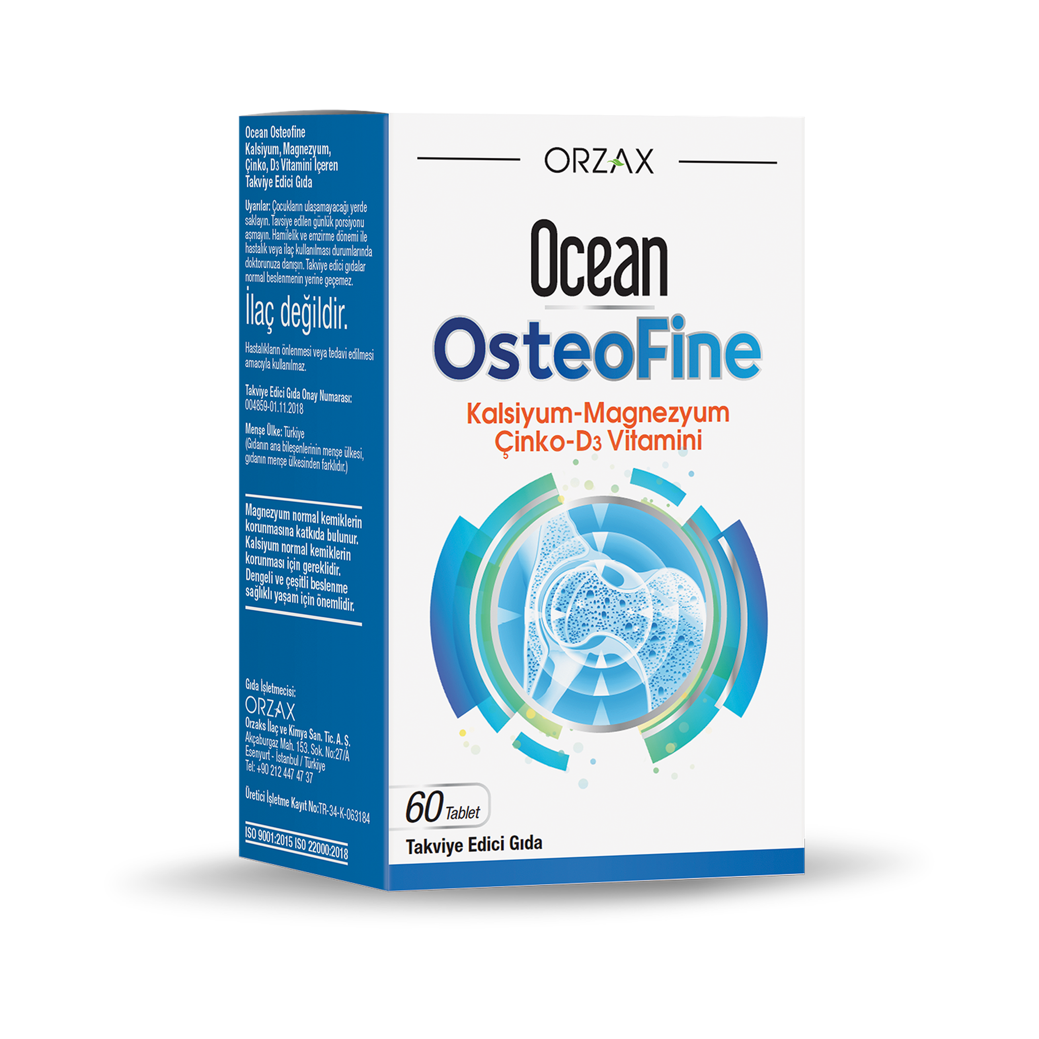 ORZAX Ocean Osteofine Calcium Magnesium Zinc D3 60 Tablets - Bone Support