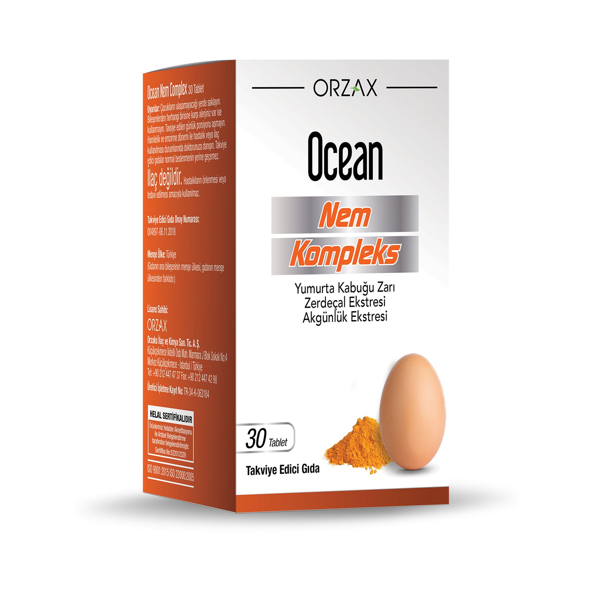 ORZAX Ocean Nem Complex Eggshell Membrane Turmeric 30 Tablets - Joint Support