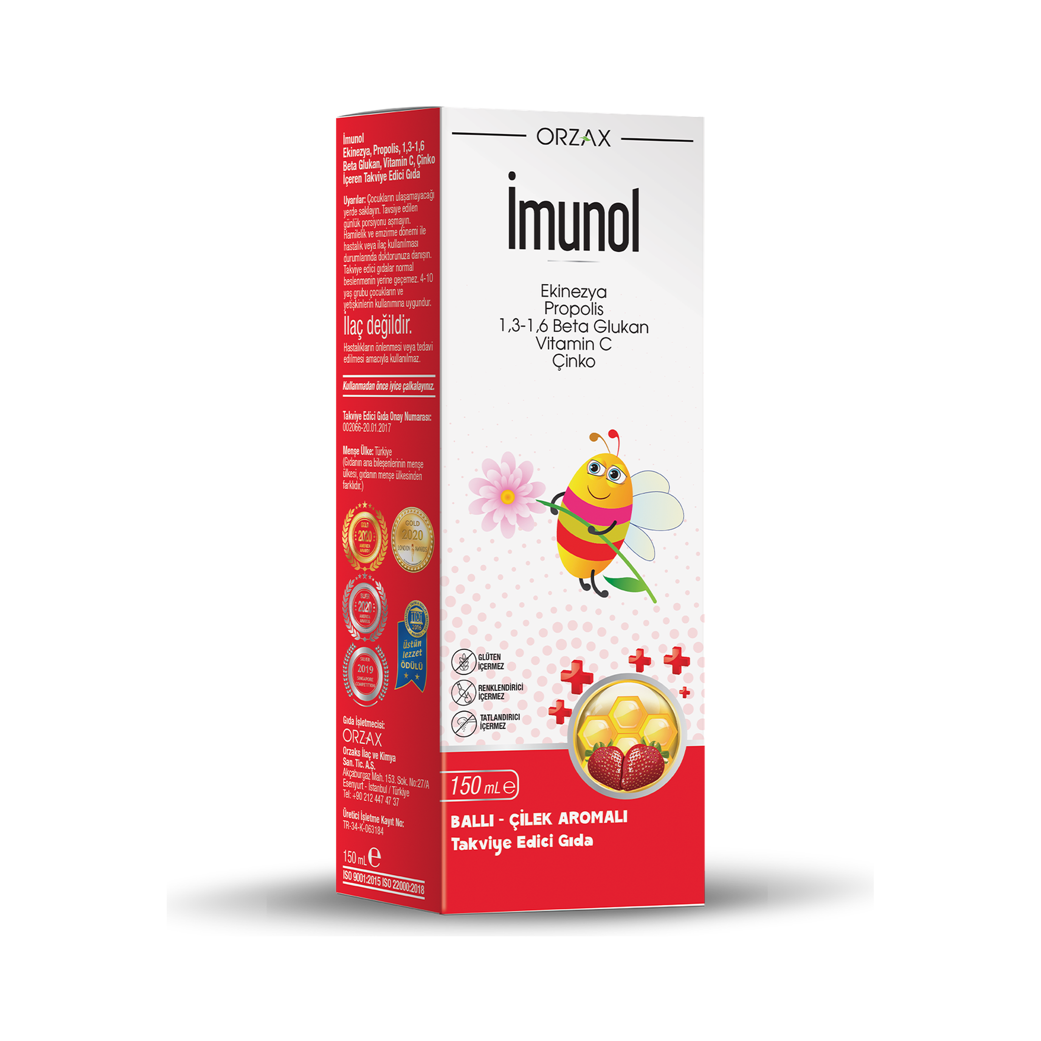 ORZAX Imunol Syrup Echinacea Propolis Beta Glucan 150ml - Immune Support