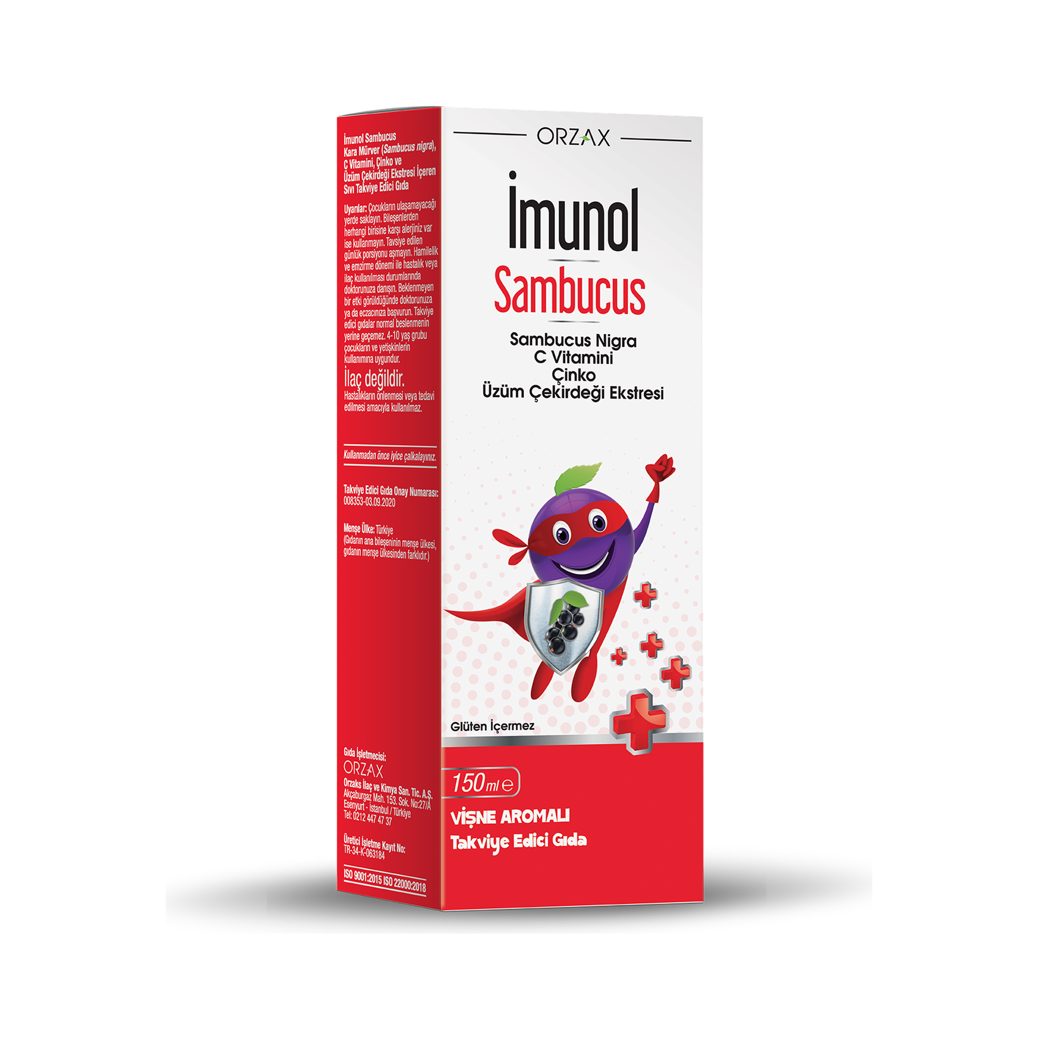 ORZAX Imunol Sambucus Elderberry Vitamin C Zinc Syrup 150ml - Immune Support