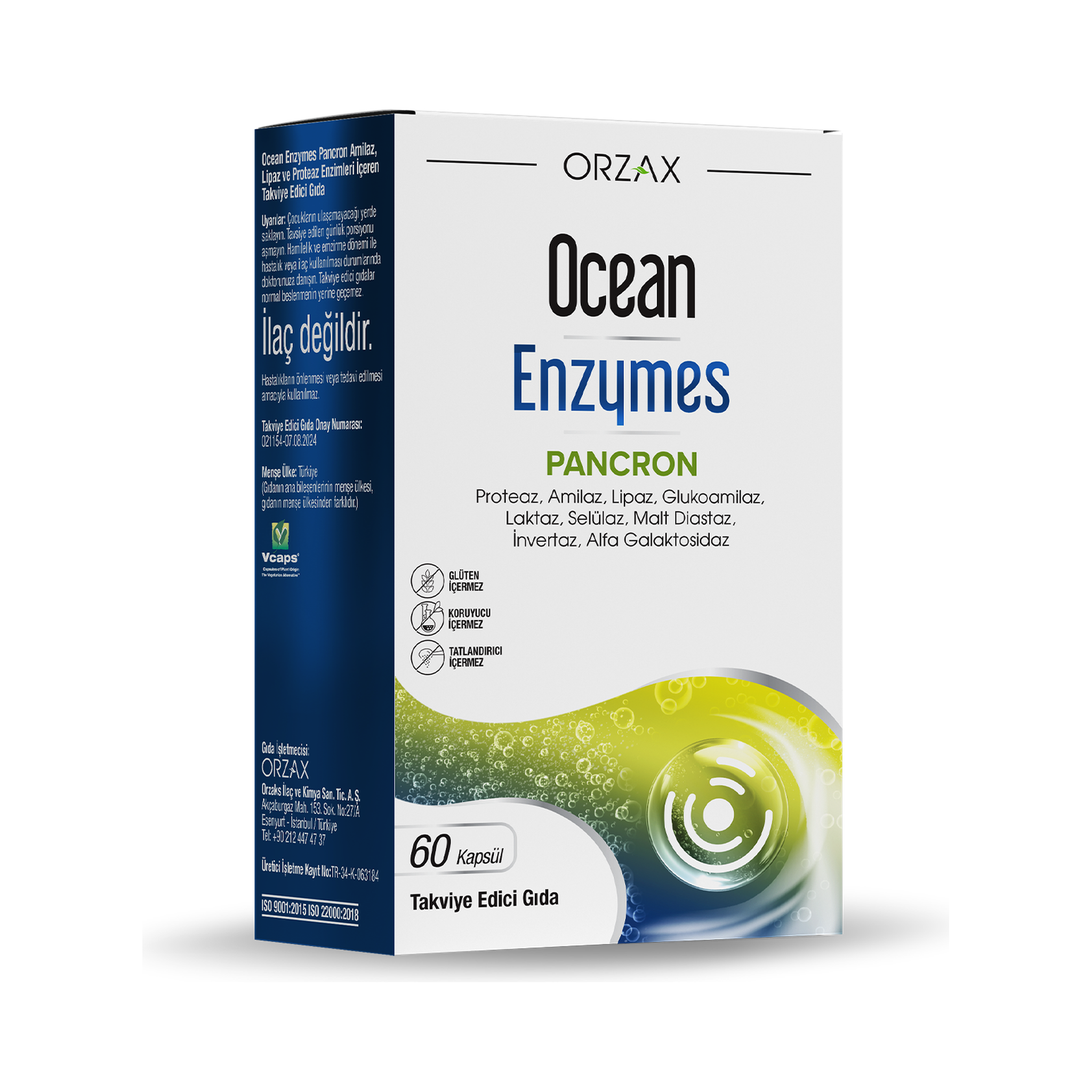 Orzax Ocean Enzymes Pancron 60 Capsules – Digestive Enzyme Blend