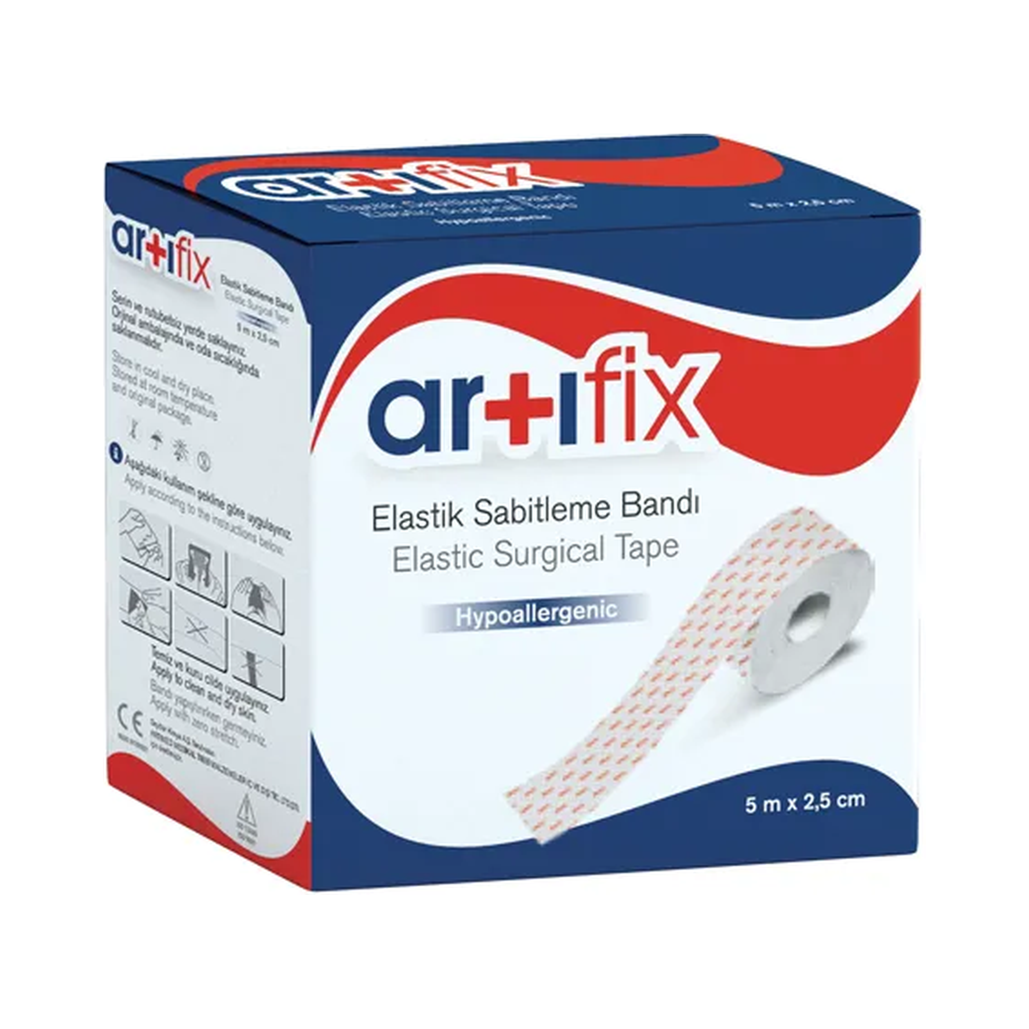 Artımed PlusFix Elastic Fixing Tape 5 m × 2.5 cm – Hypoallergenic Elastic Surgical Tape