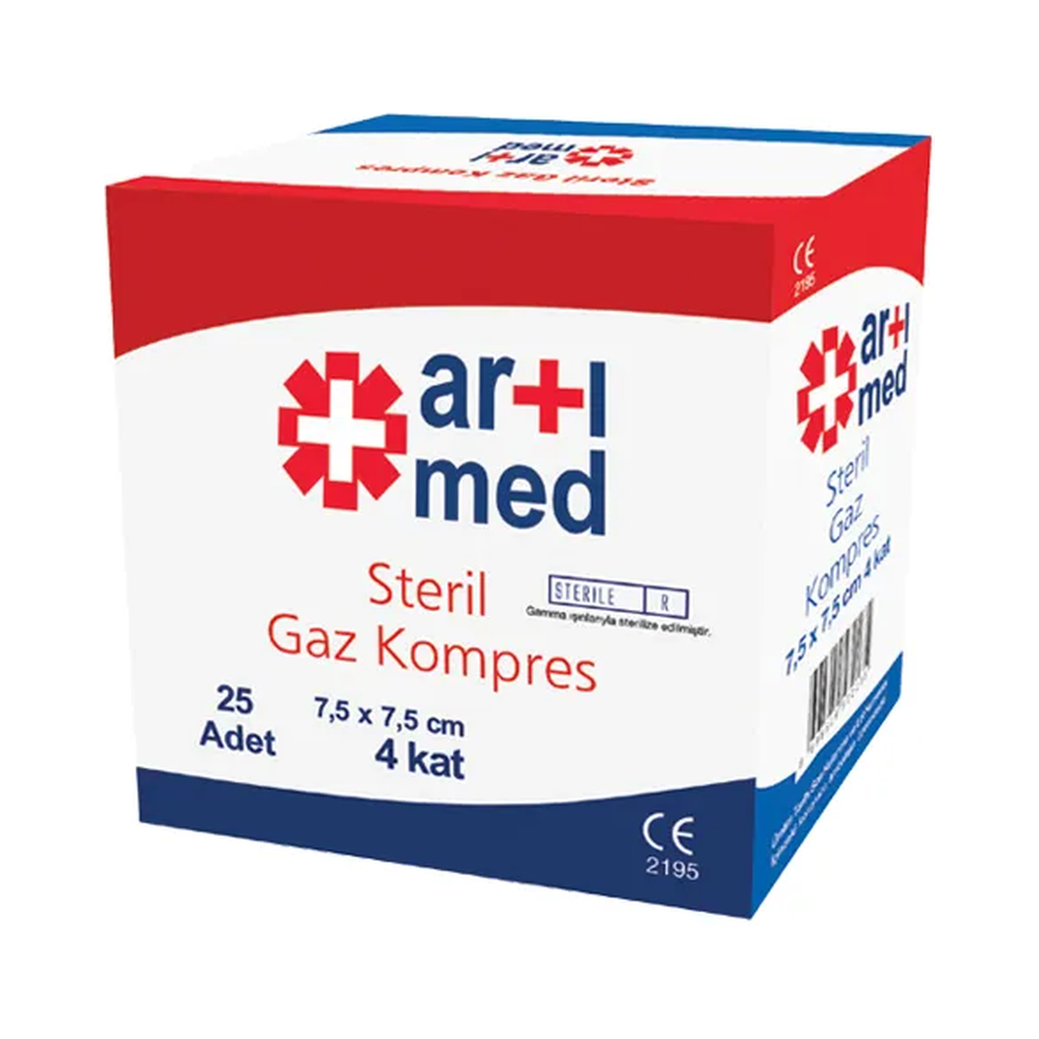 Artımed Sterile Gauze Compress 7.5 cm × 7.5 cm – 4 Ply (25 Pieces)