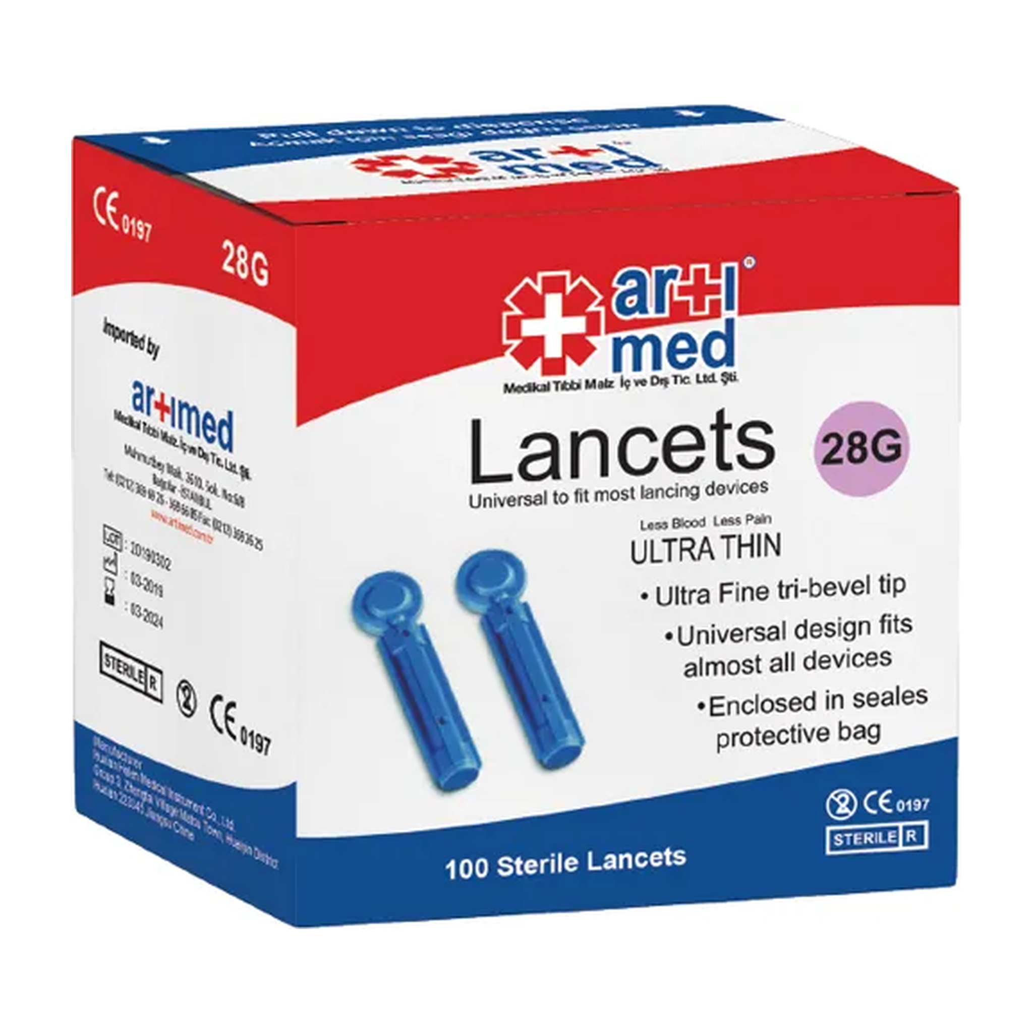 Artımed Sterile Lancets 28G 100 Pieces