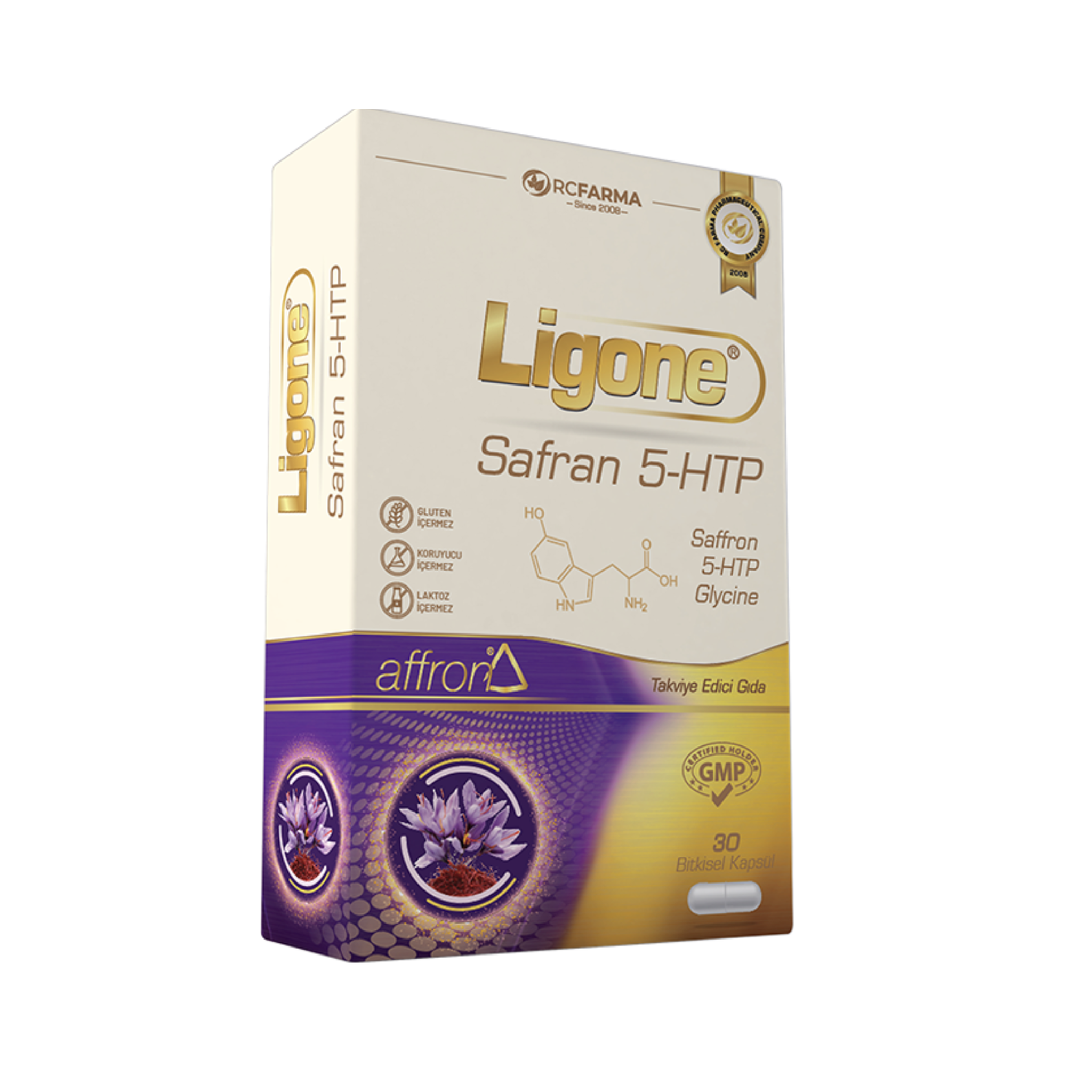 RCFarma - Ligone Saffron 5-HTP 100mg 30 Capsules - Mood & Relaxation Support