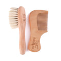 Fleur&Fume Baby Hair Care Set – Goat Hair Baby Brush + Natural Cherry Wood Baby Comb + Storage Pouch