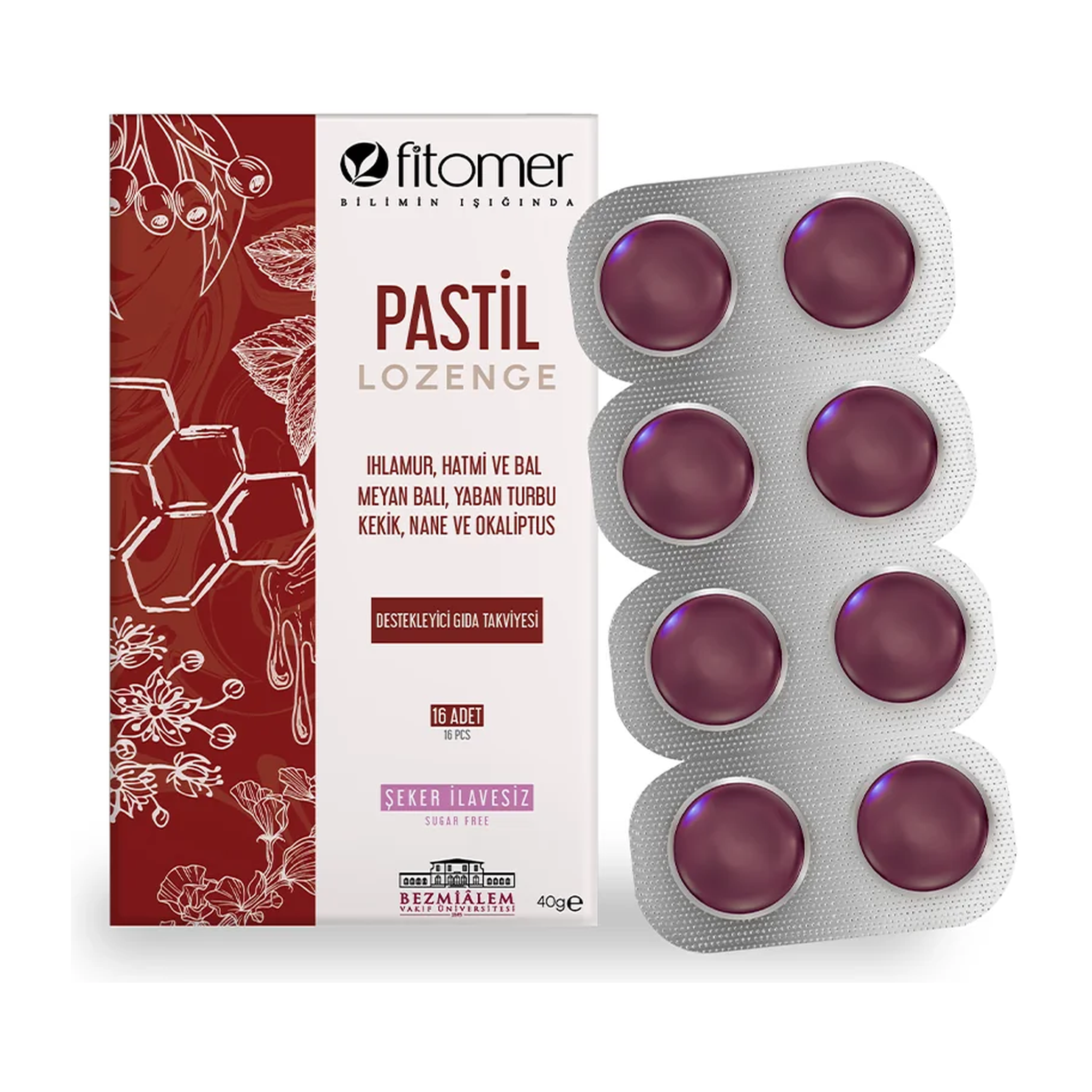 Fitomer Linden, Licorice, Wild Radish, Thyme, Mint & Eucalyptus Pastilles – 16 Pack