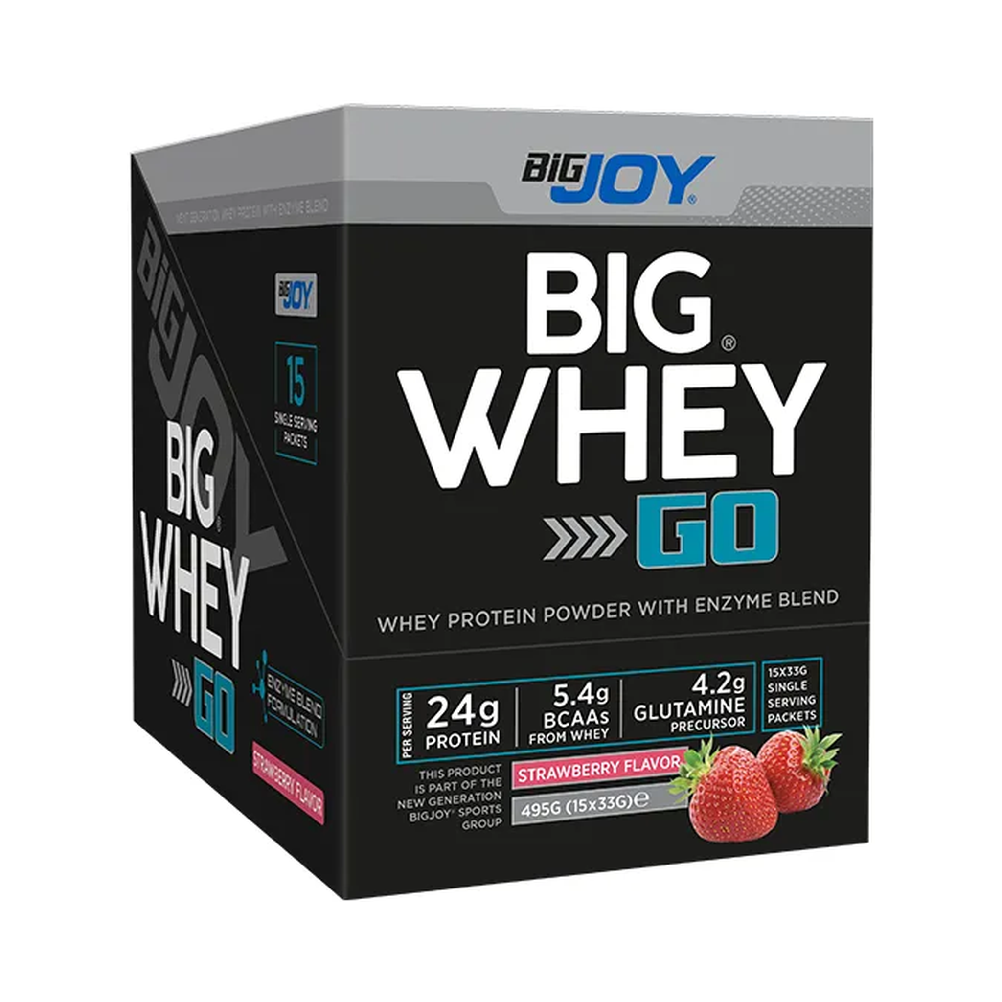 BIGJOY BIGWHEY GO Strawberry Whey Protein Powder - 24 g Protein Per Serving