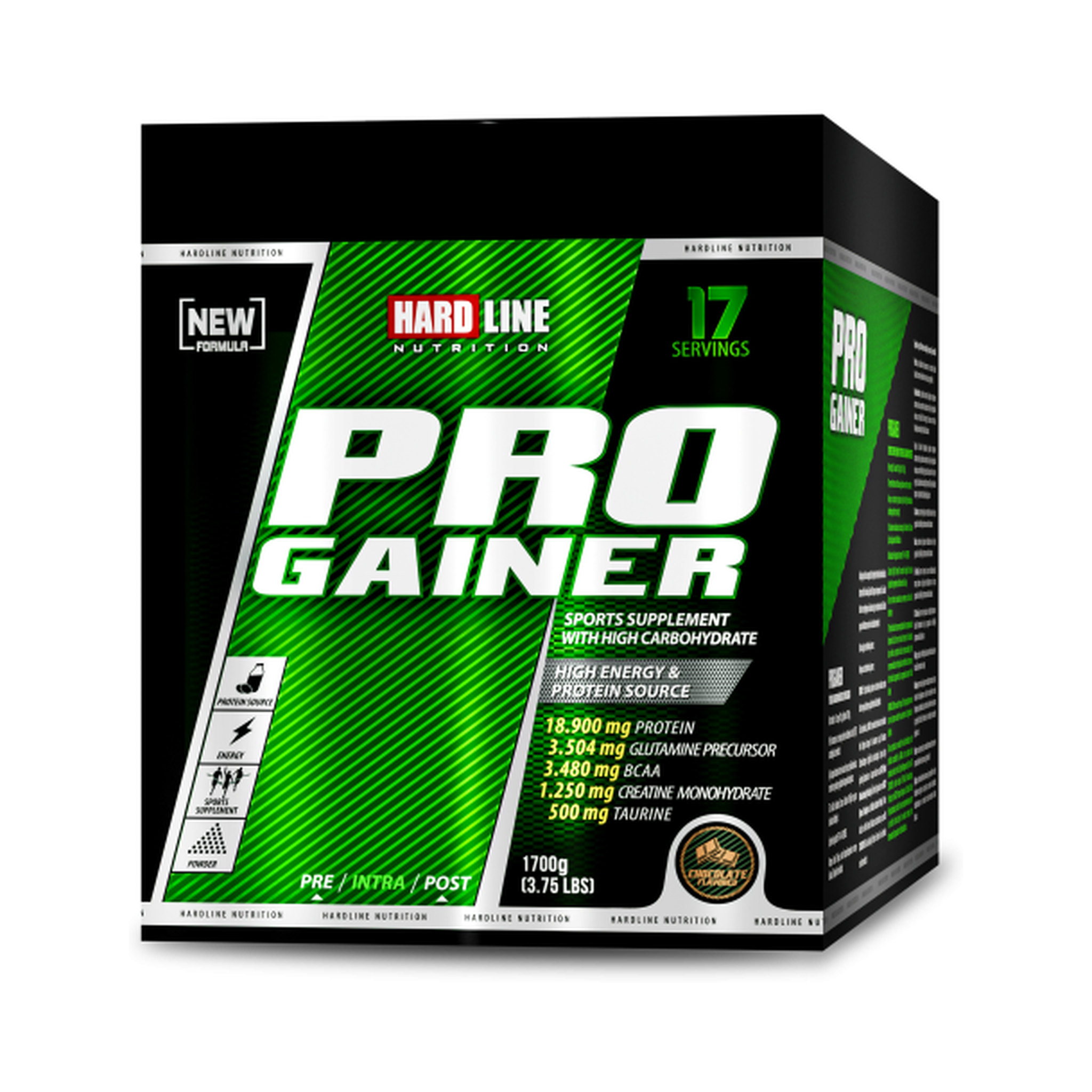 Hardline Progainer 1700 Gr (17 × 100 g) – Chocolate – Energy & Muscle Mass Support