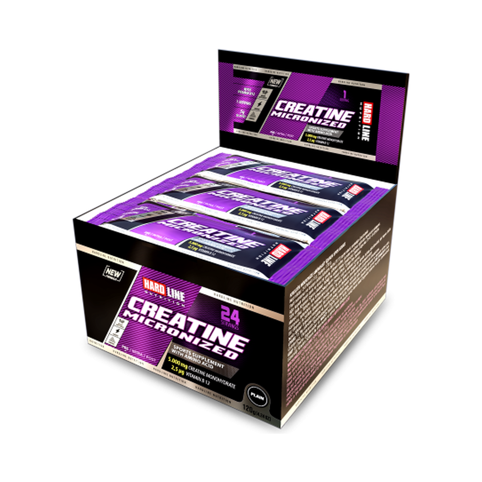 Hardline Creatine Micronized Sachets 120g (24 sachets of 5g each)