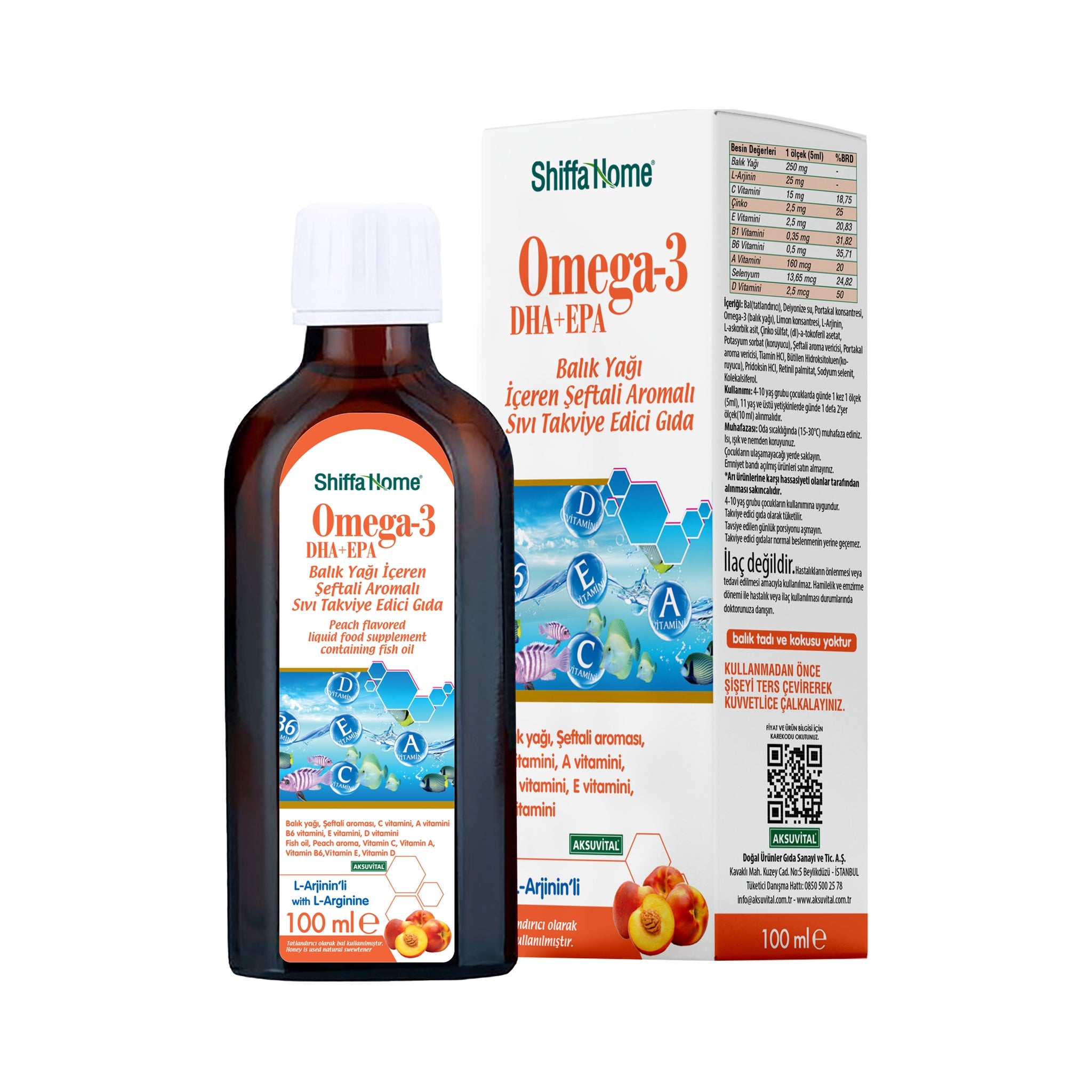 Shiffa Home Omega-3 EPA+DHA Fish Oil Peach Flavored
