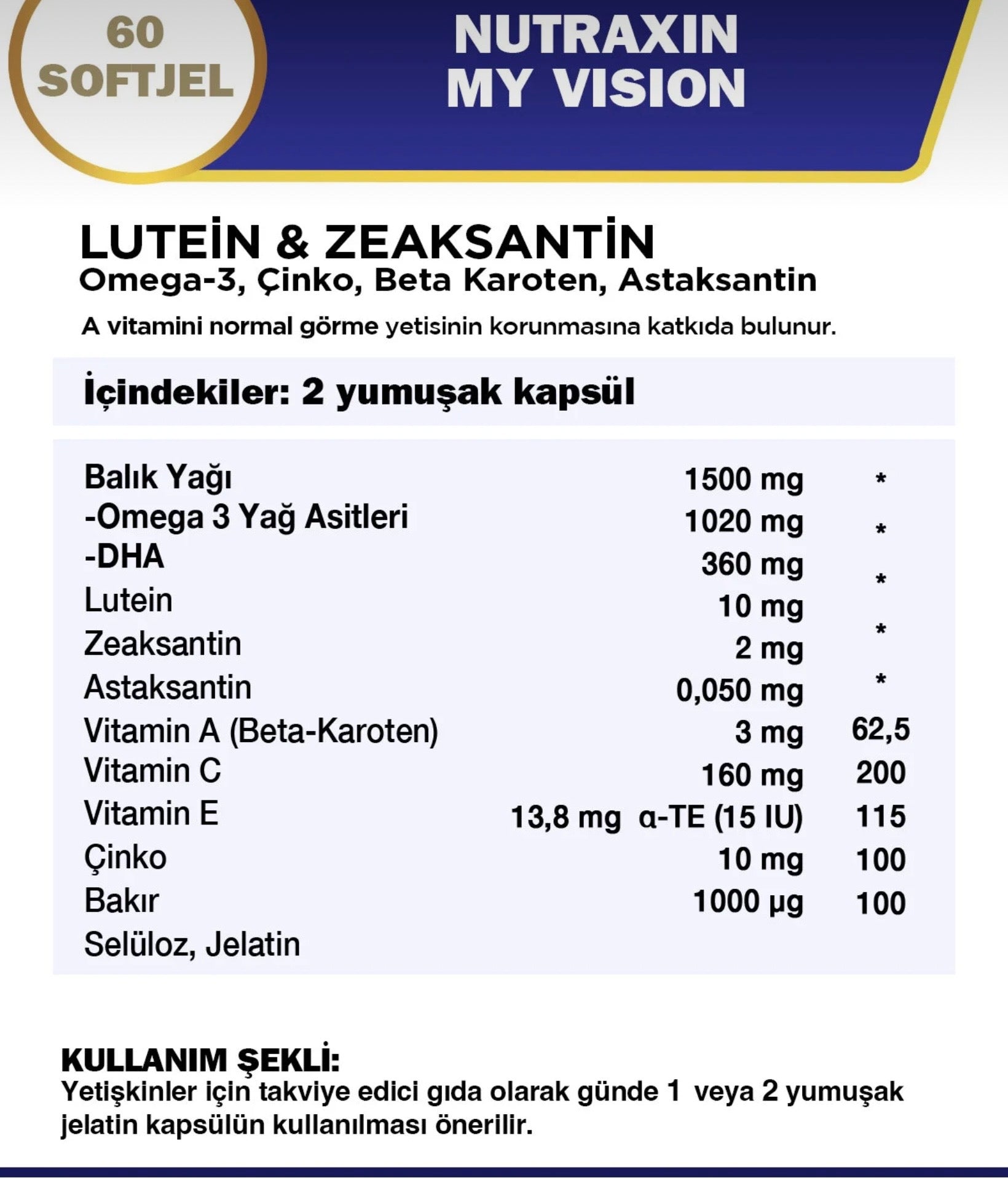 Nutraxin My vision Eyes vitamin 60 soft gel
