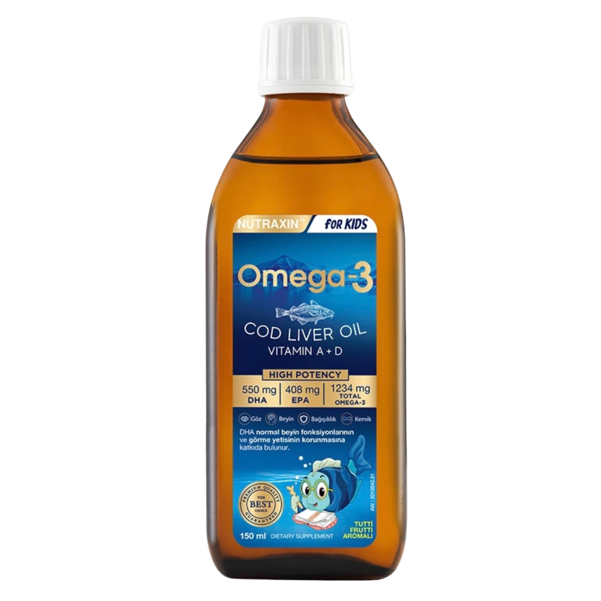 Nutraxin Omega 3 for Kids Cod Liver Oil with Vitamin A D 150 ml