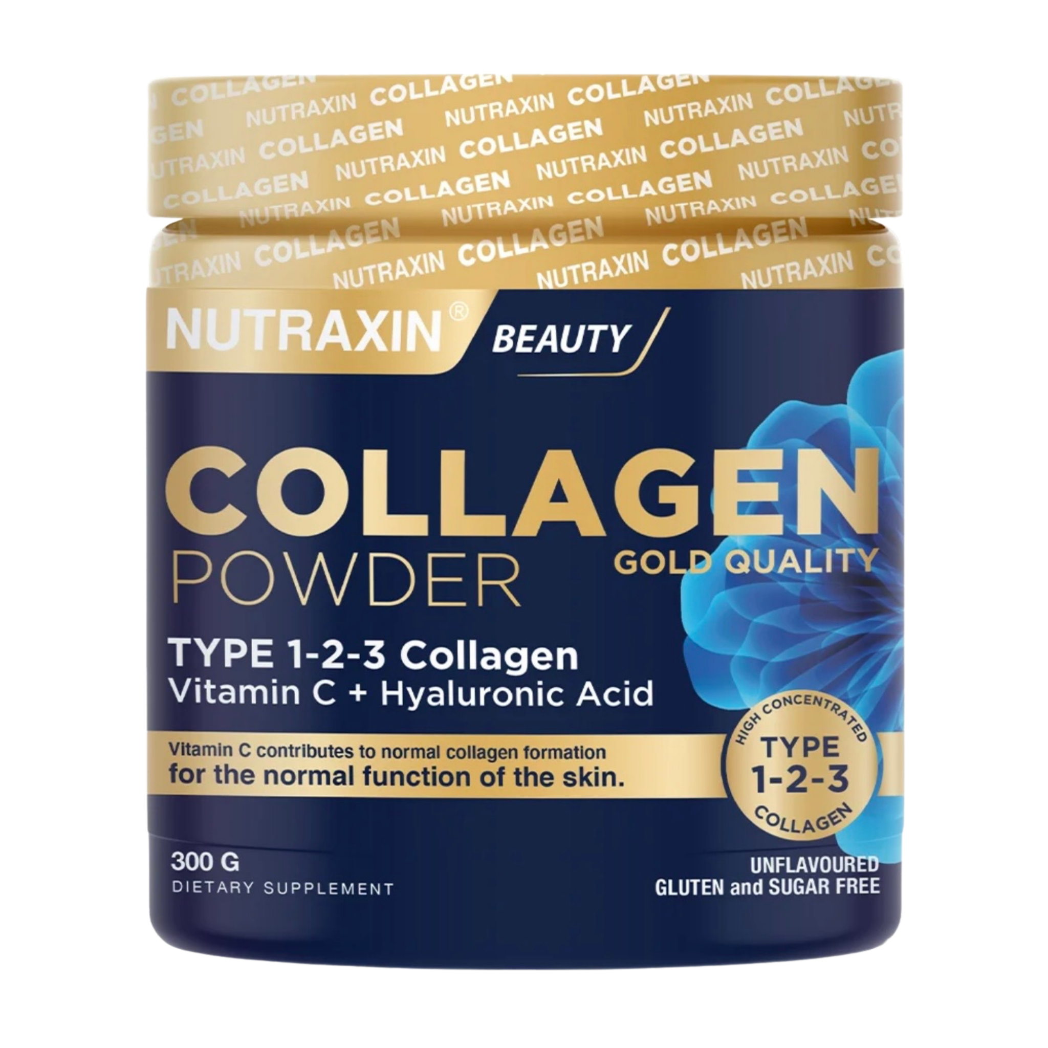 Nutraxin Collagen Powder Type 1 2 3 with Vitamin C Hyaluronic Acid 300 g