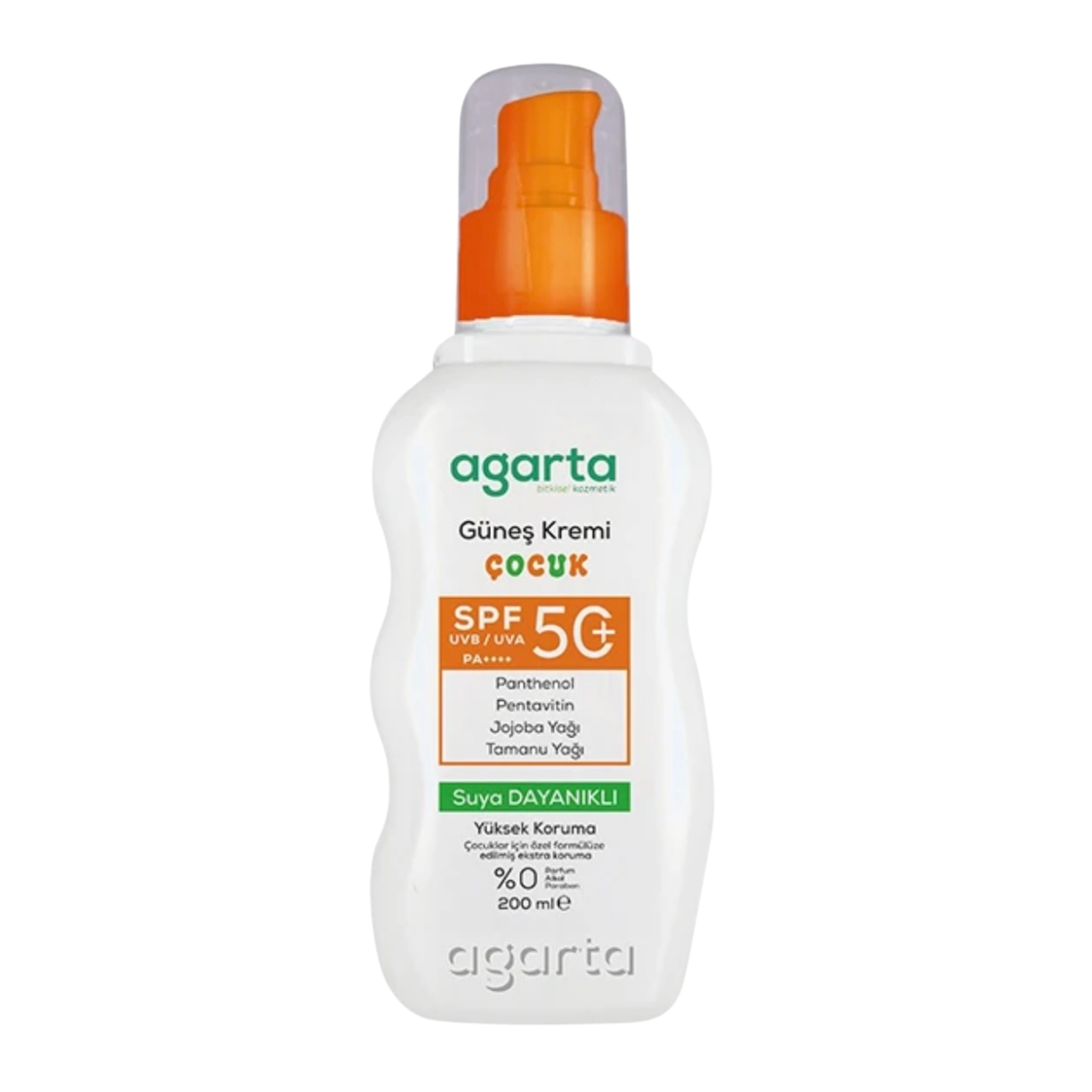Agarta Water Resistant High Protection SPF 50+ Face Body Sunscreen for Kids 200 ml
