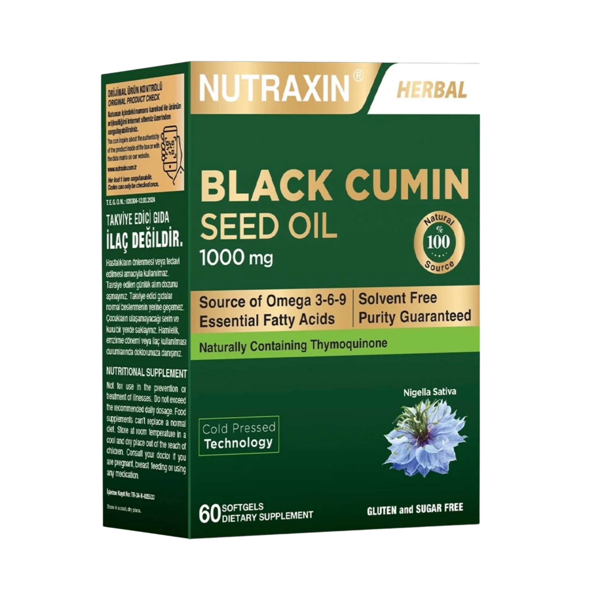 Nutraxin Black Cumin Seed Oil 1000 mg 60 Softgels