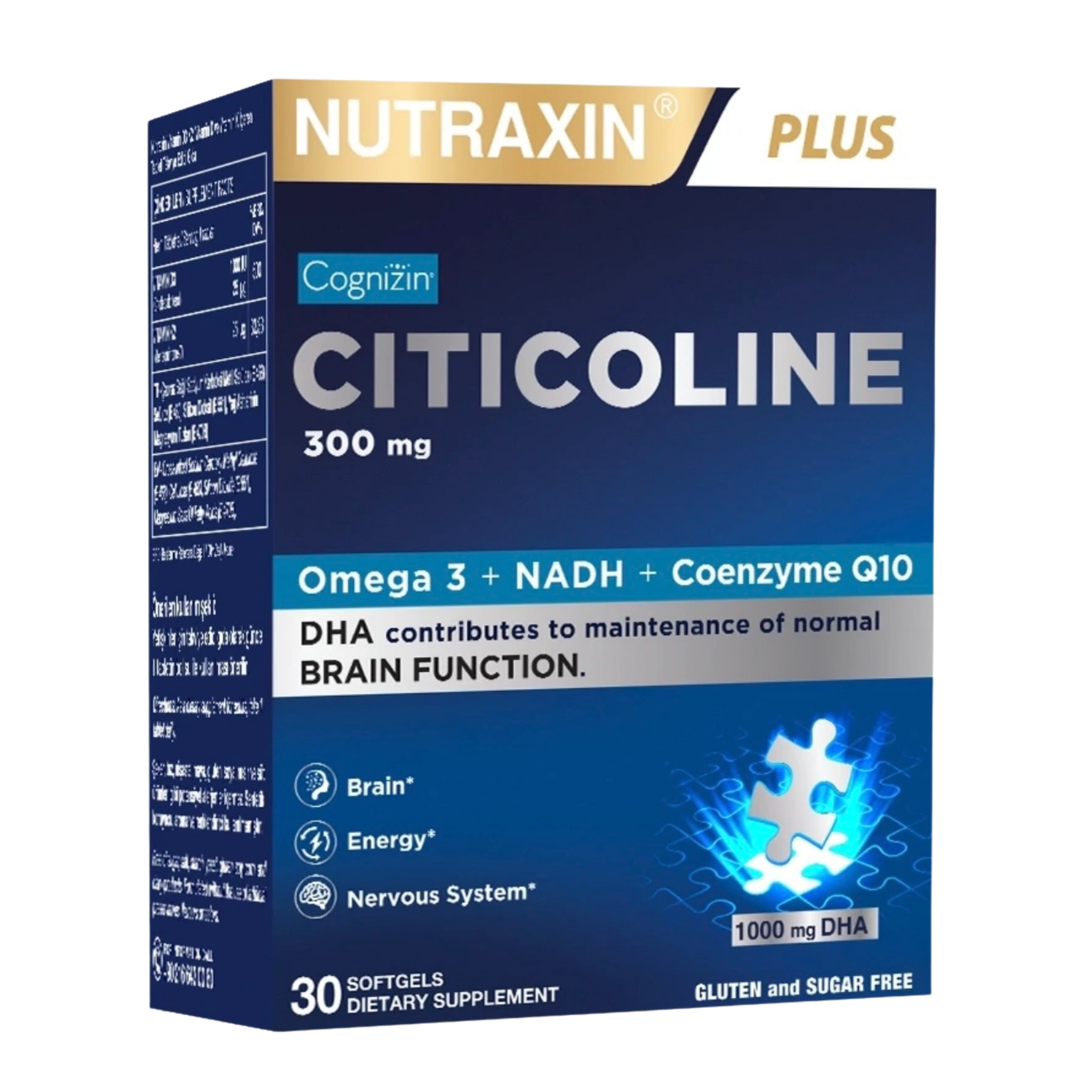 Nutraxin Citicoline Omega 3 NADH Coenzyme Q10 300 mg 30 softgels