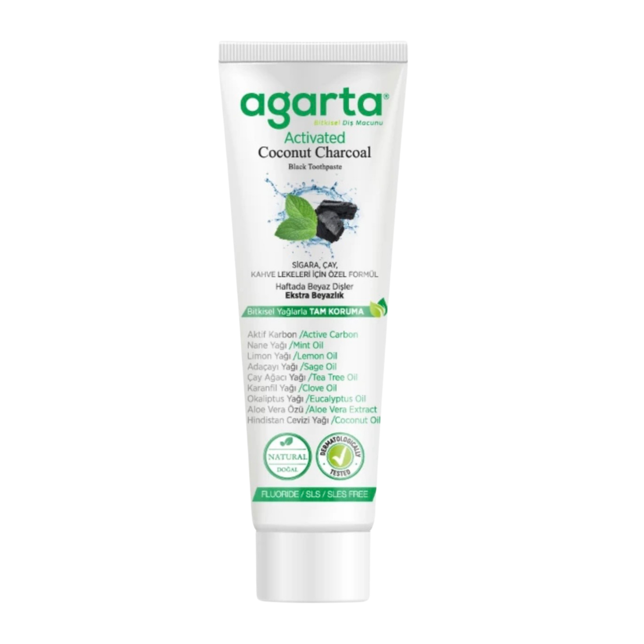 Agarta Natural Activated Charcoal Toothpaste with Coconut Oil 100 ml