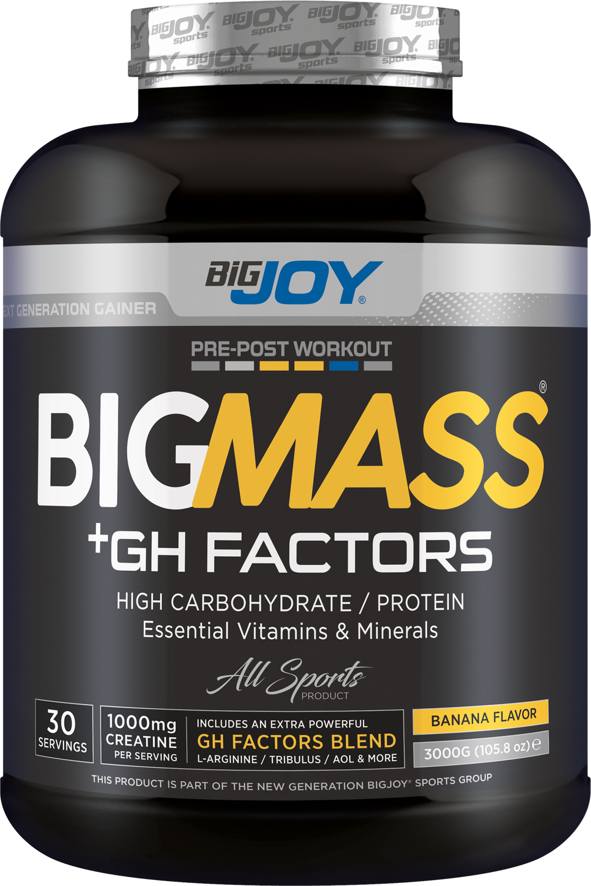 BIGJOY BIGMASS Gainer GH FACTORS Banana 3000g sports suplement