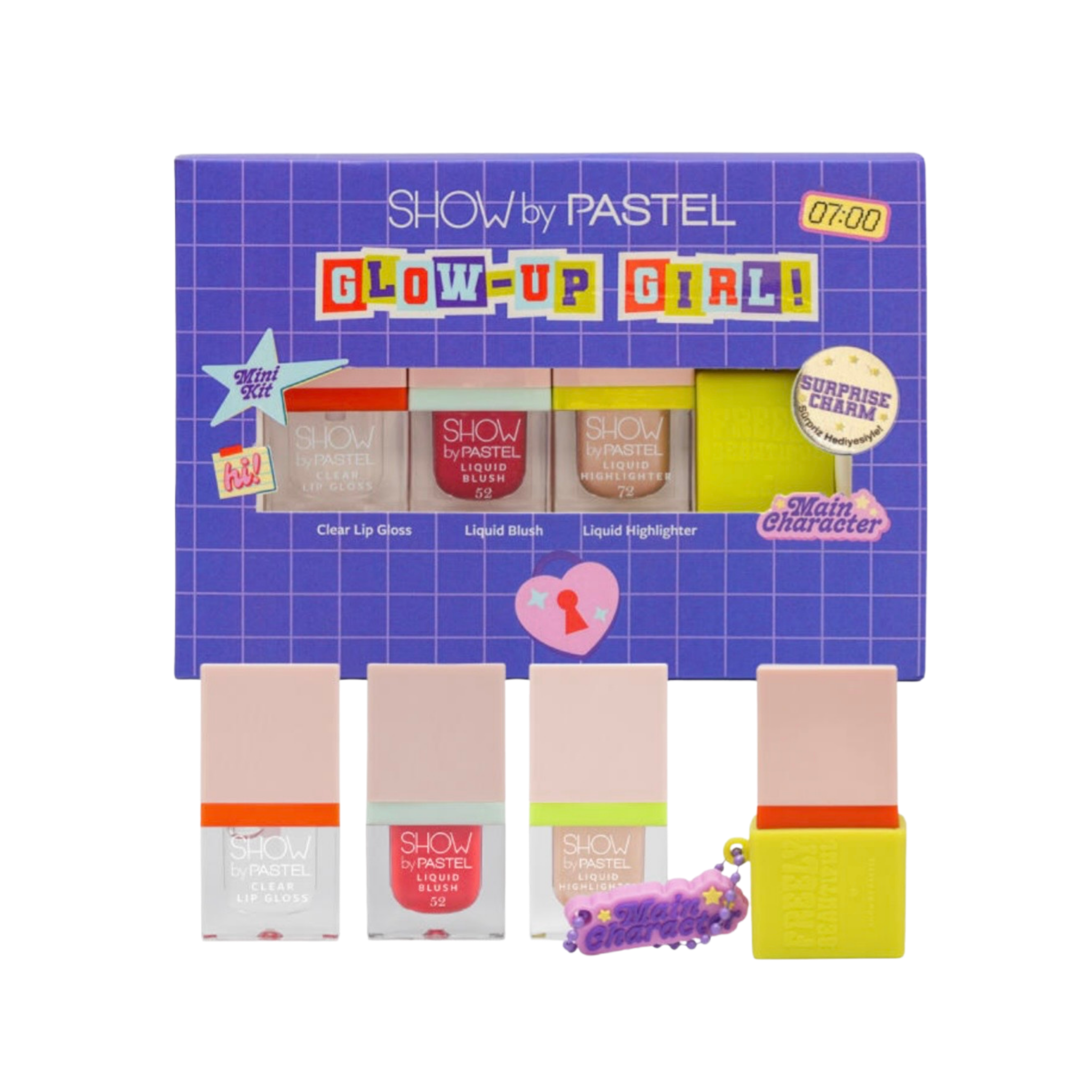 Show By Pastel Glow-Up Girl! Main Character Mini Kit (Liquid Blush Mini 52 & Liquid Highlighter Mini 72 & Clear Lip Gloss Mini)
