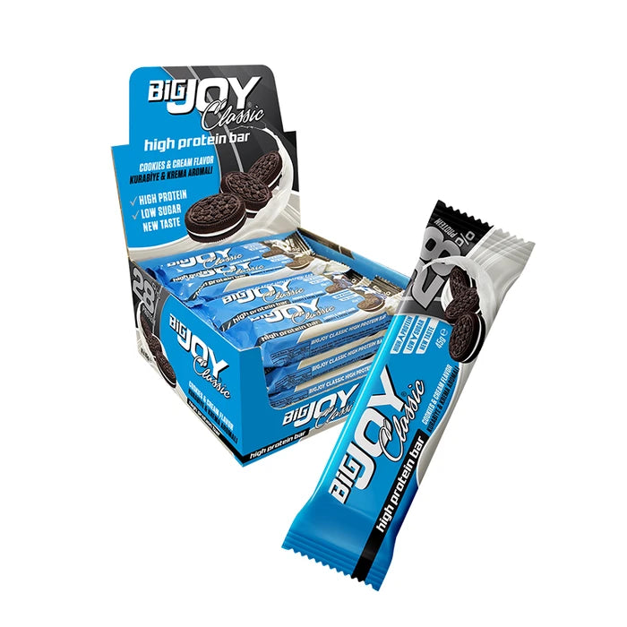 BIGJOY Classic High Protein Bar Cookies & Cream 45g x 16 Pieces sports suplement